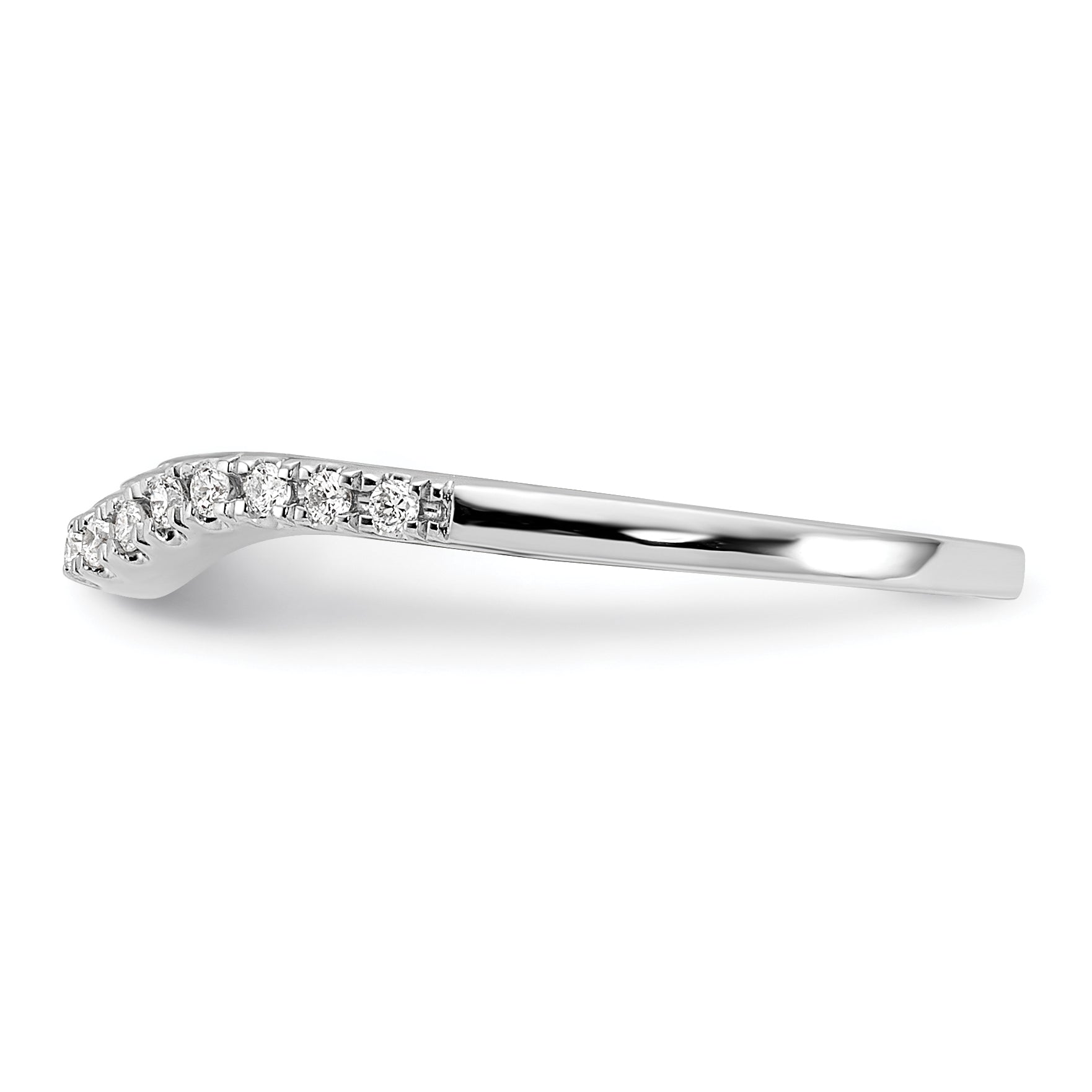 14K White Gold 1/10 carat Diamond Contoured Complete Wedding Band