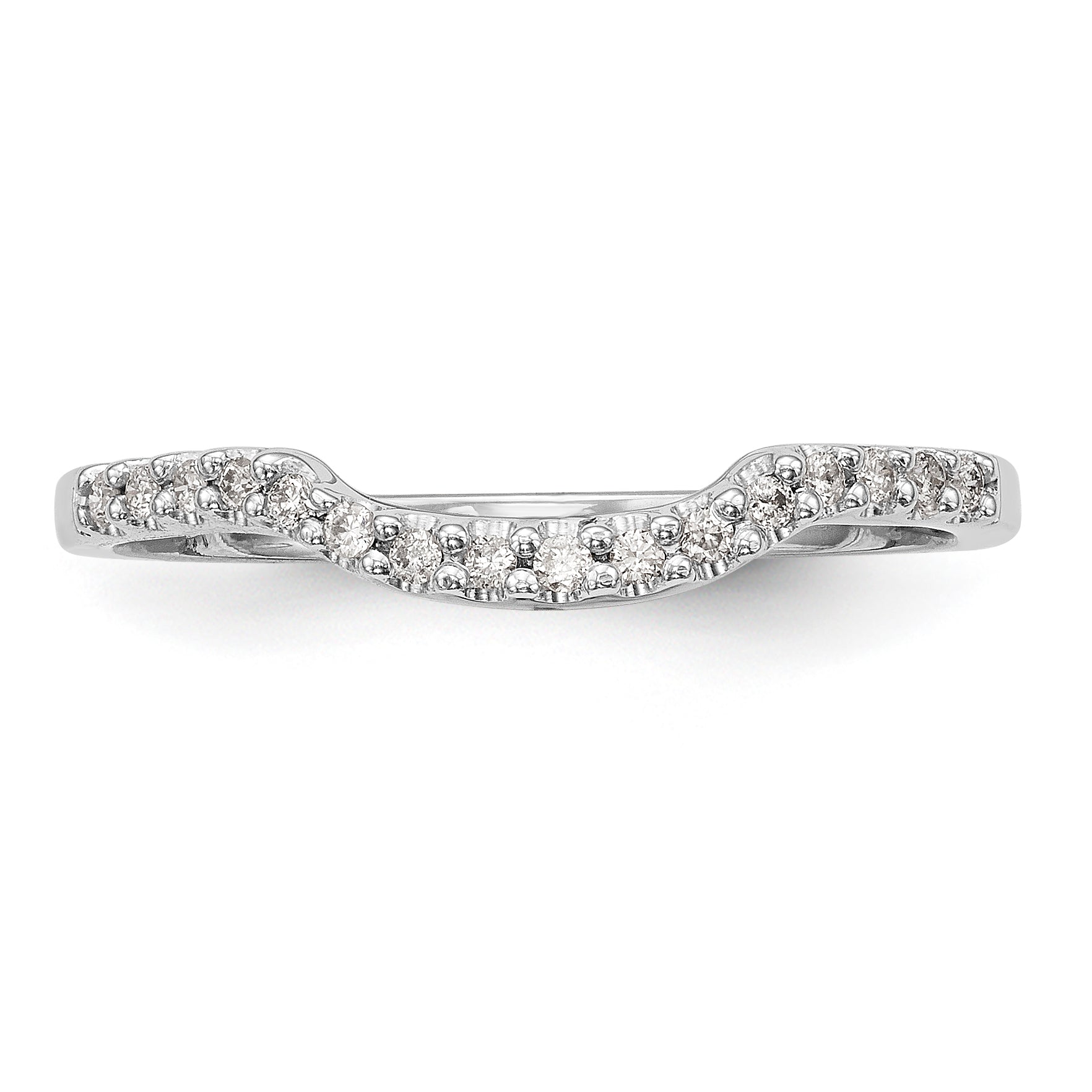 14K White Gold 1/10 carat Diamond Contoured Complete Wedding Band - 7