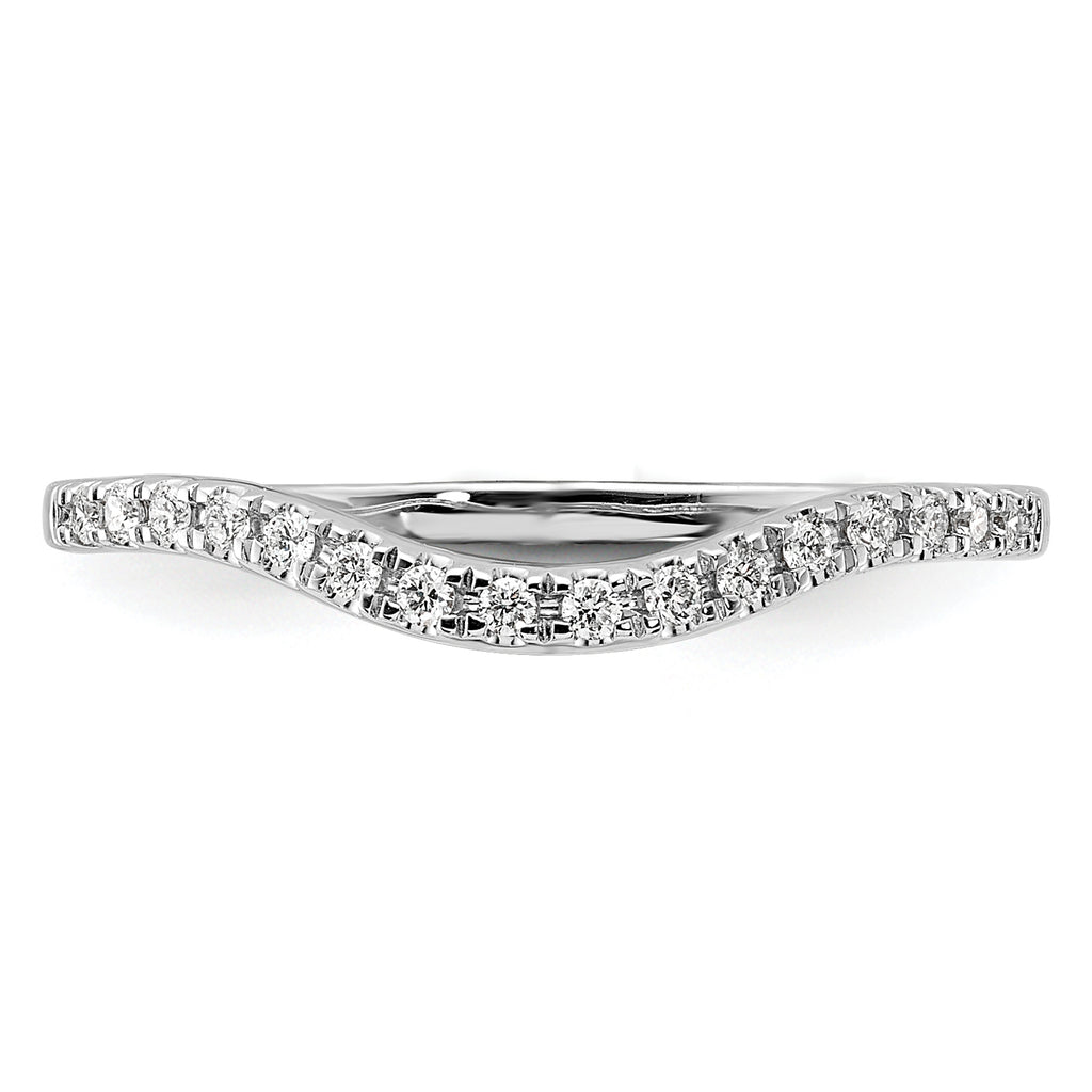 14K White Gold 1/10 carat Diamond Contoured Complete Wedding Band