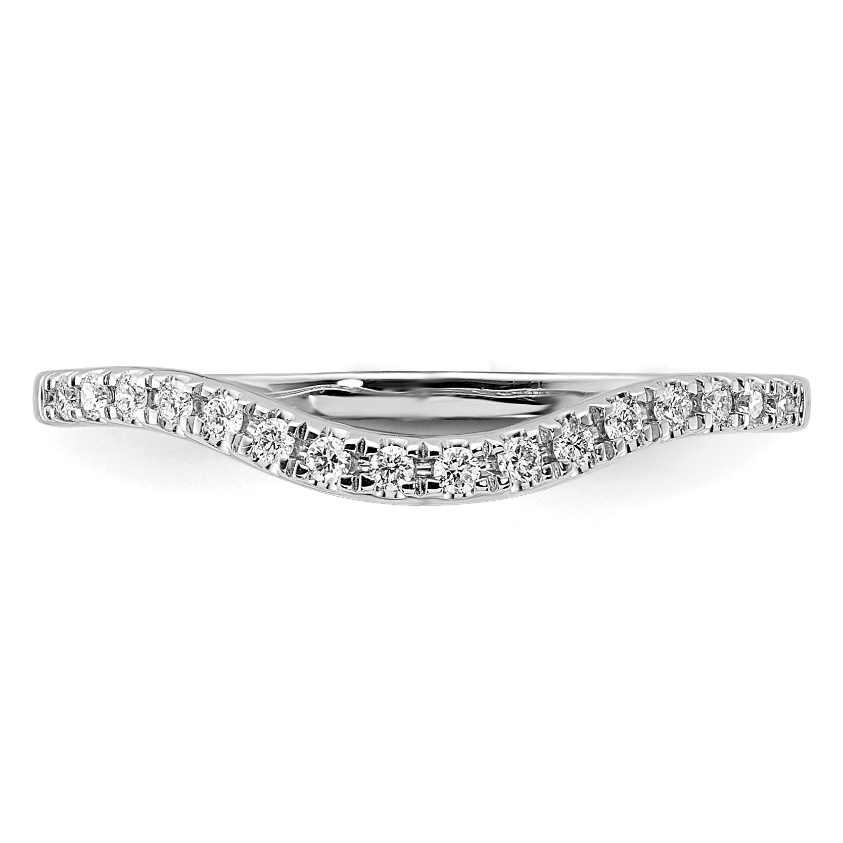 14K White Gold 1/10 carat Diamond Contoured Complete Wedding Band