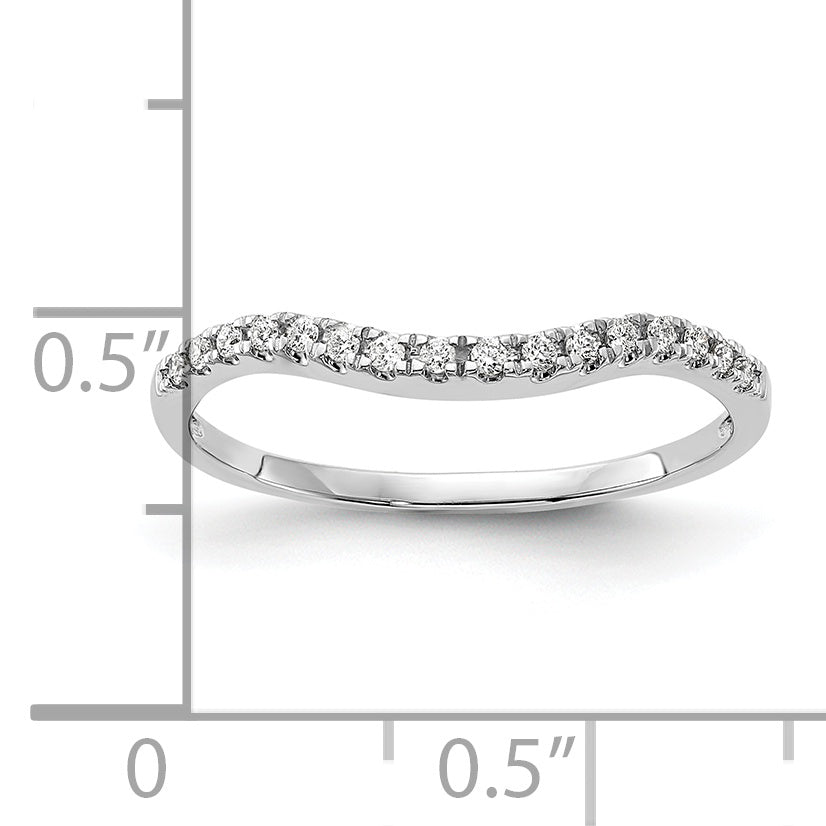 14K White Gold 1/10 carat Diamond Contoured Complete Wedding Band