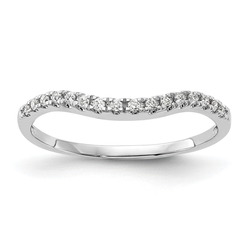 14K White Gold 1/10 carat Diamond Contoured Complete Wedding Band