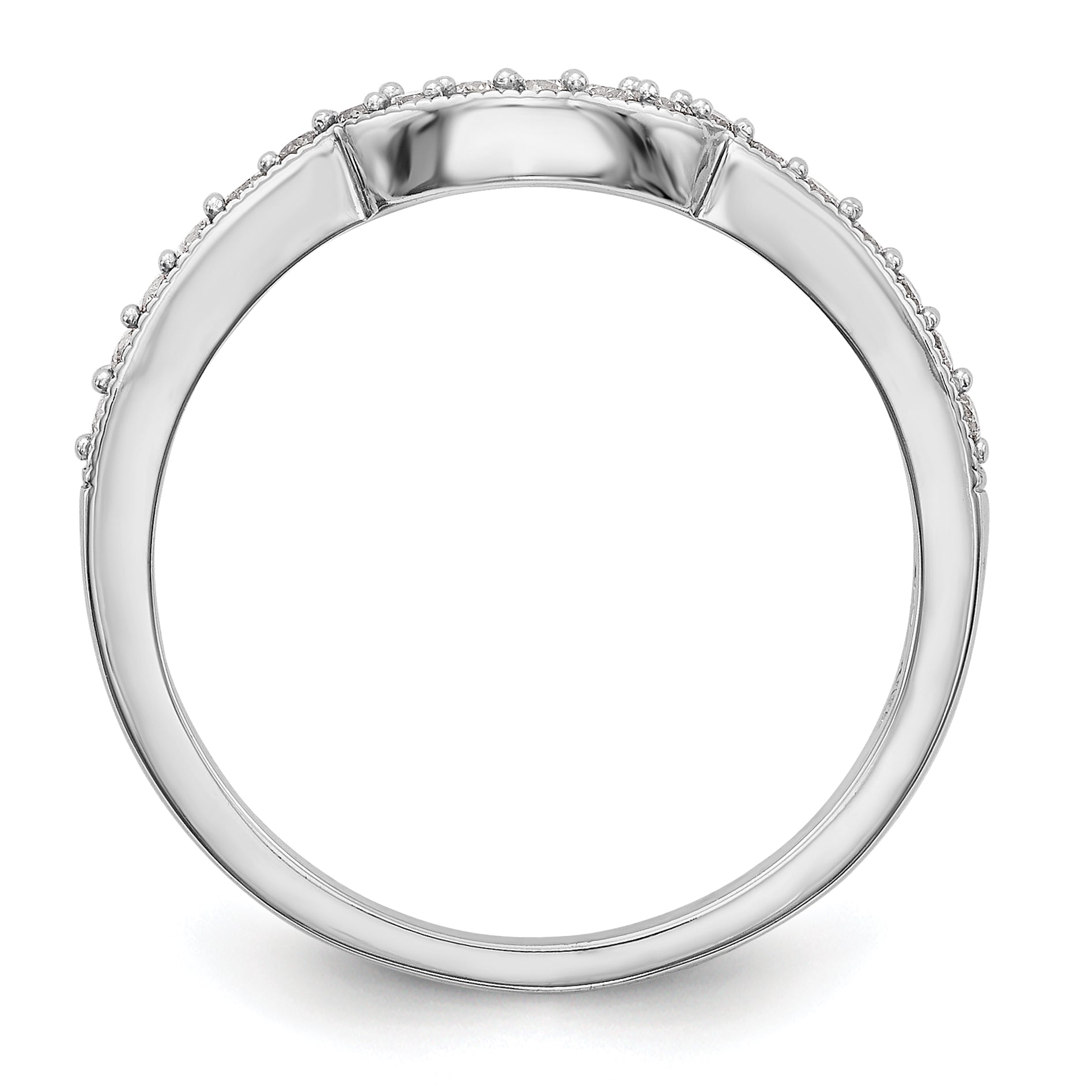 14K White Gold 1/5 carat Diamond Contoured Complete Wedding Band Secondary image