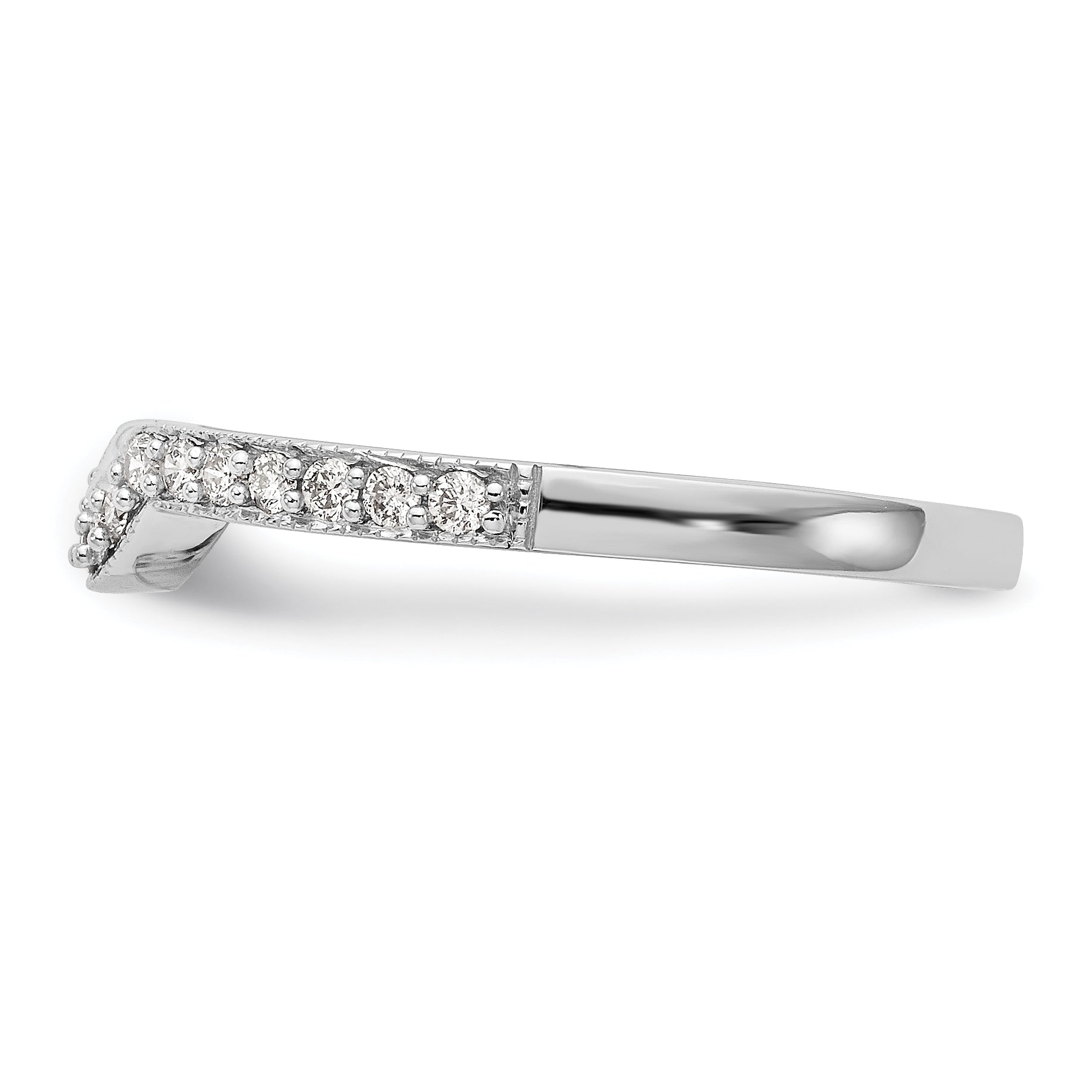 14K White Gold 1/5 carat Diamond Contoured Complete Wedding Band