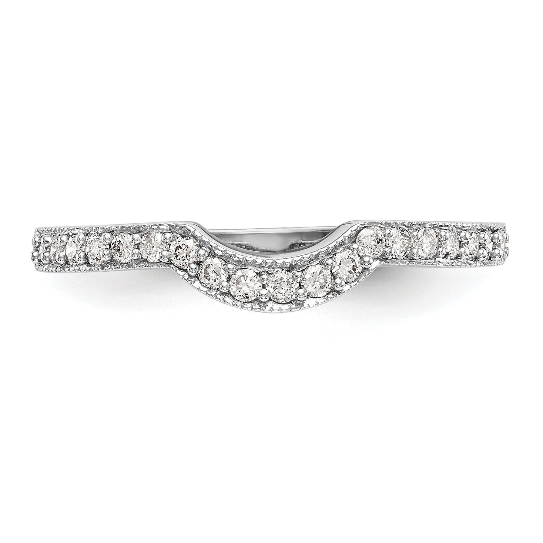 14K White Gold 1/5 carat Diamond Contoured Complete Wedding Band