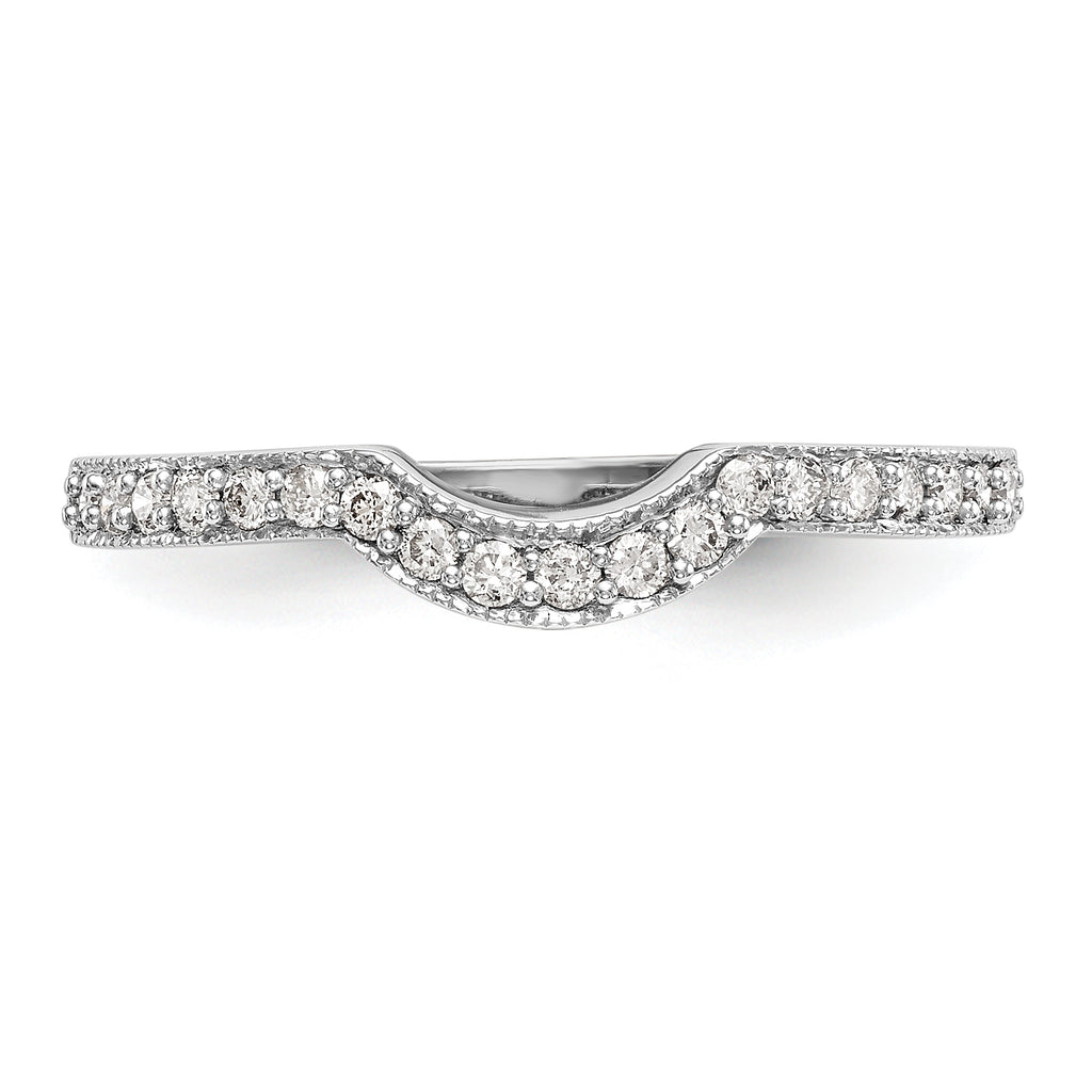 14K White Gold 1/5 carat Diamond Contoured Complete Wedding Band
