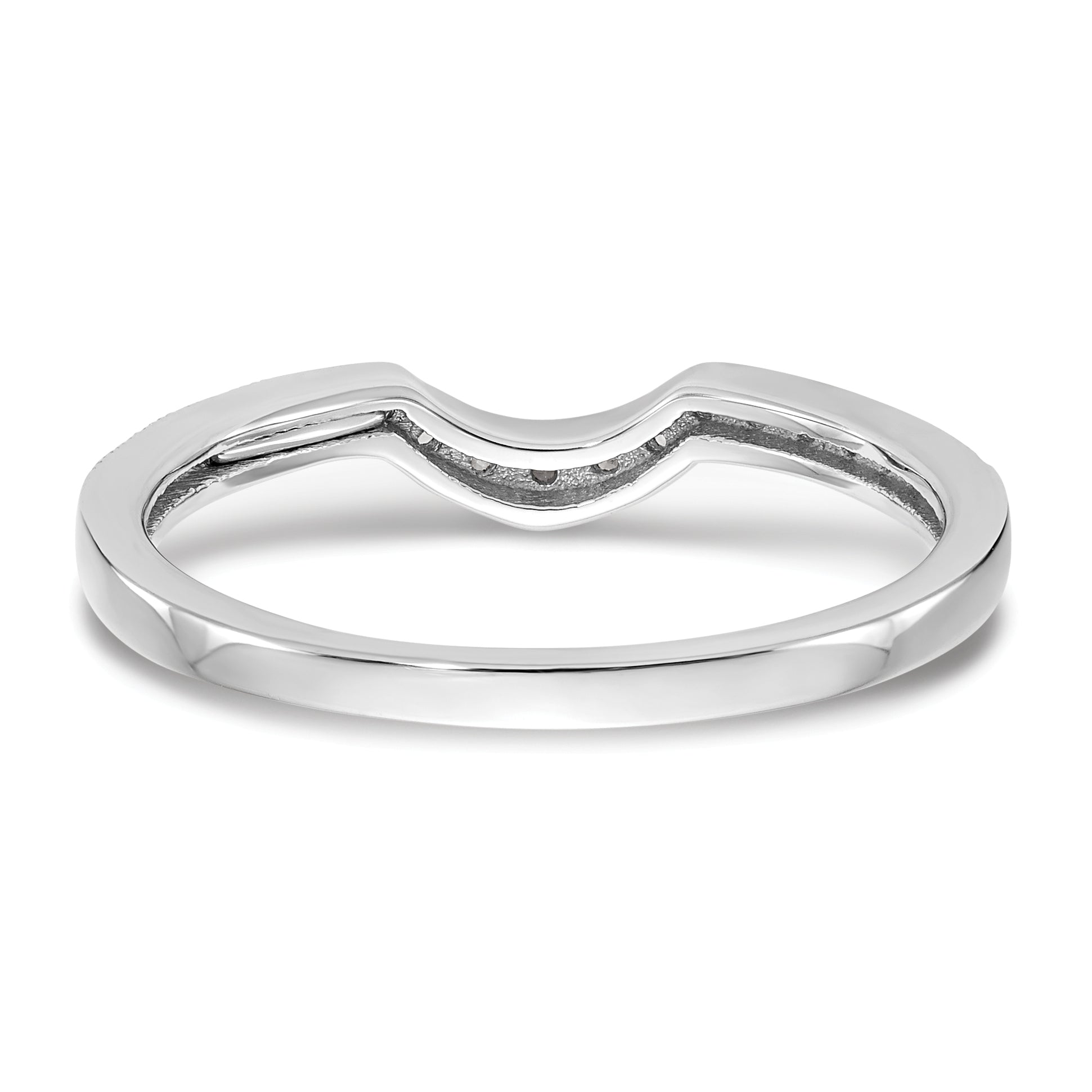 14K White Gold 1/5 carat Diamond Contoured Complete Wedding Band