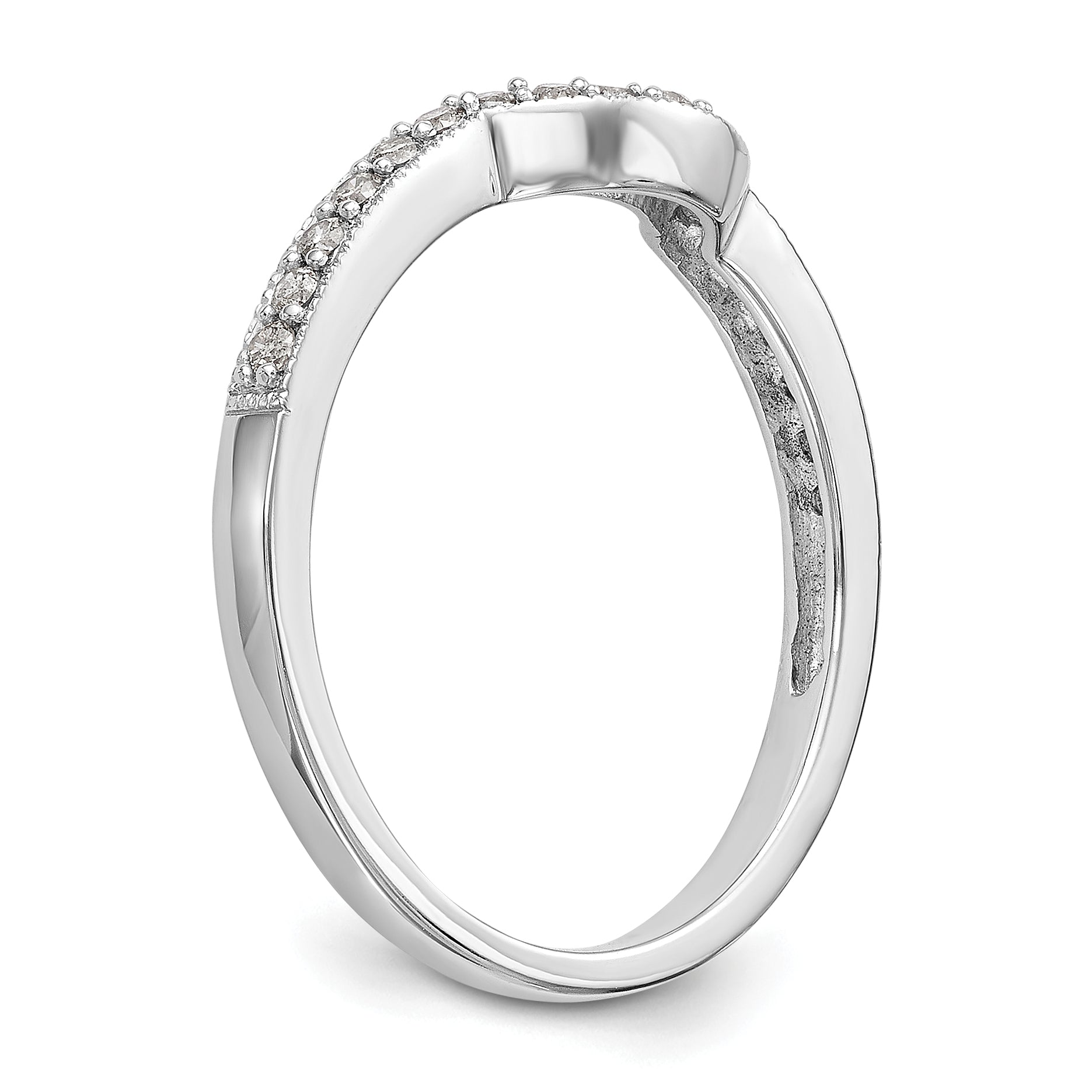 14K White Gold 1/5 carat Diamond Contoured Complete Wedding Band