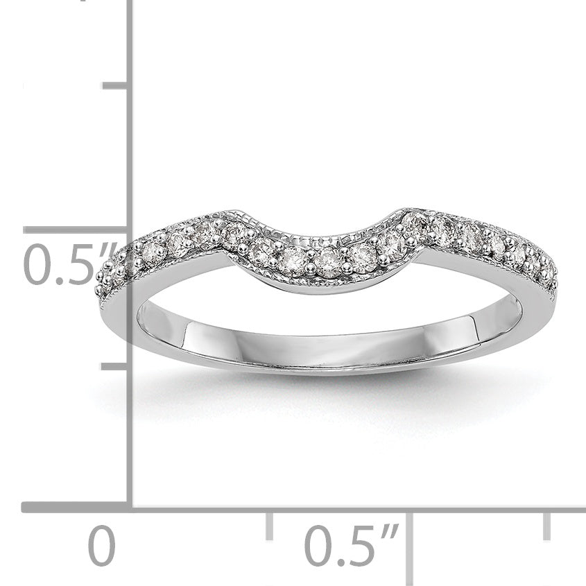 14K White Gold 1/5 carat Diamond Contoured Complete Wedding Band