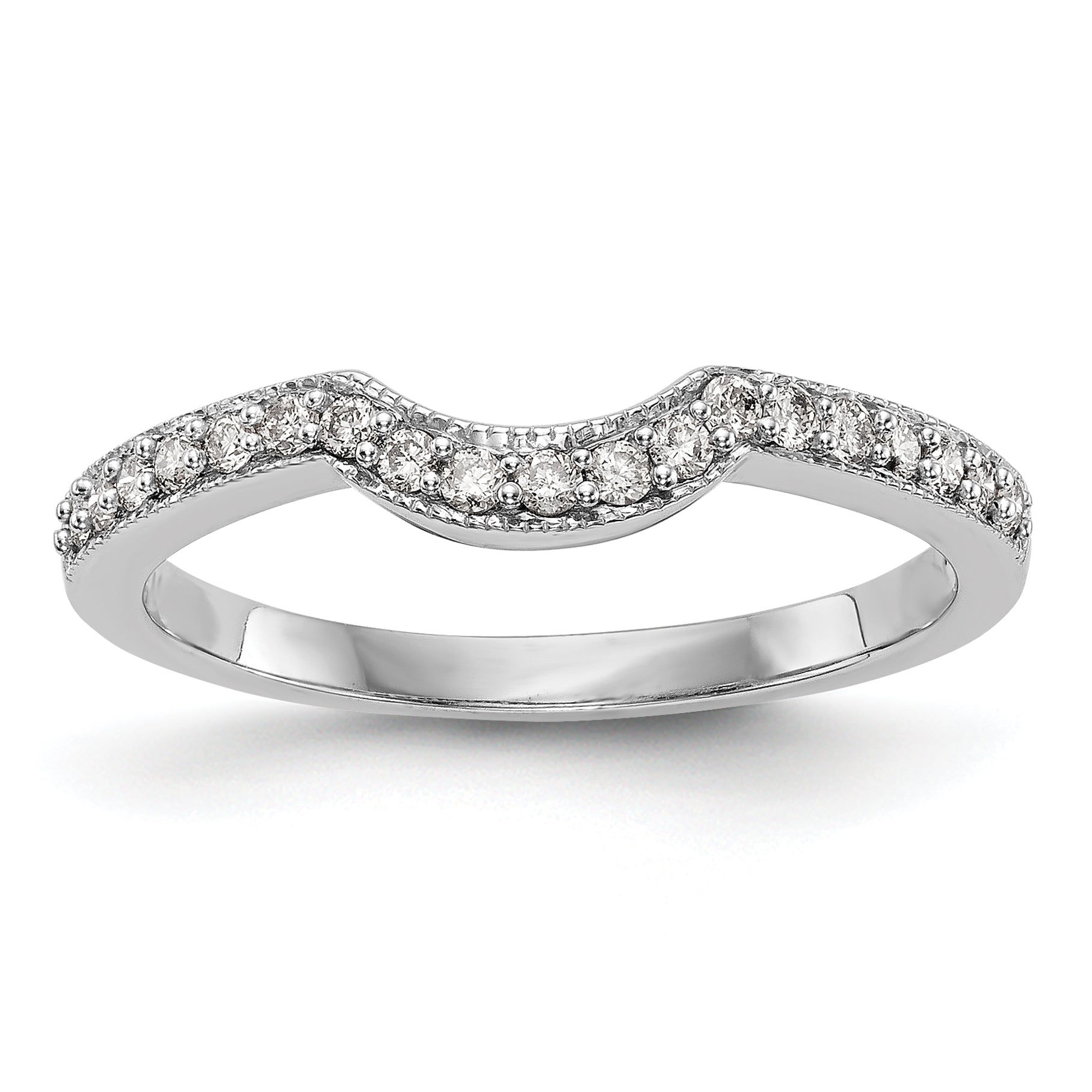 14K White Gold 1/5 carat Diamond Contoured Complete Wedding Band Main image