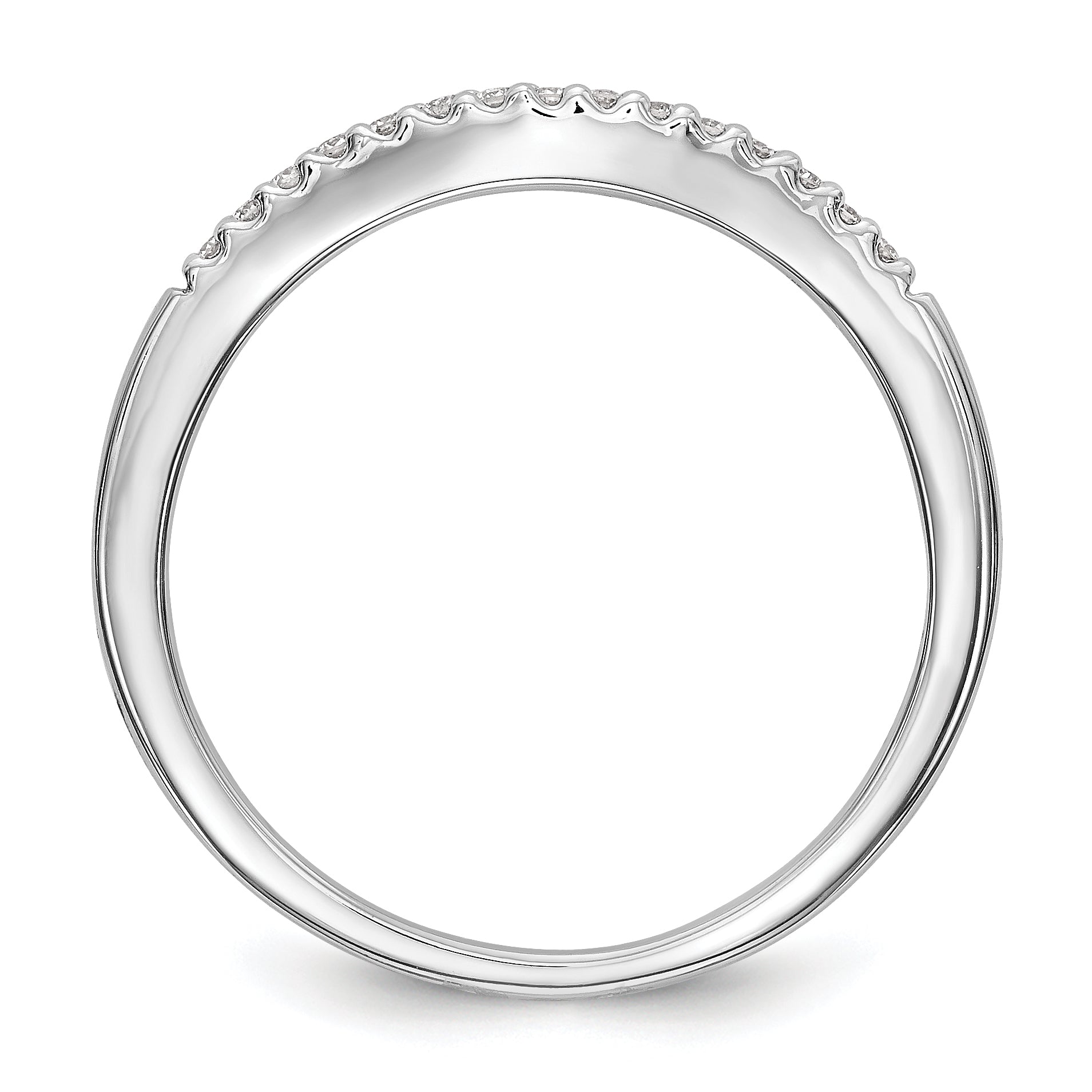 14K White Gold 1/5 carat Diamond Set of 2 Contoured Complete Wedding Bands Secondary image
