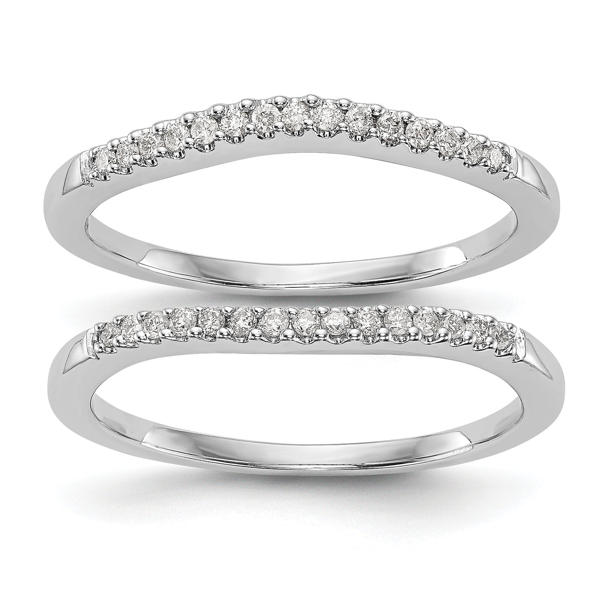 14K White Gold 1/5 carat Diamond Set of 2 Contoured Complete Wedding Bands