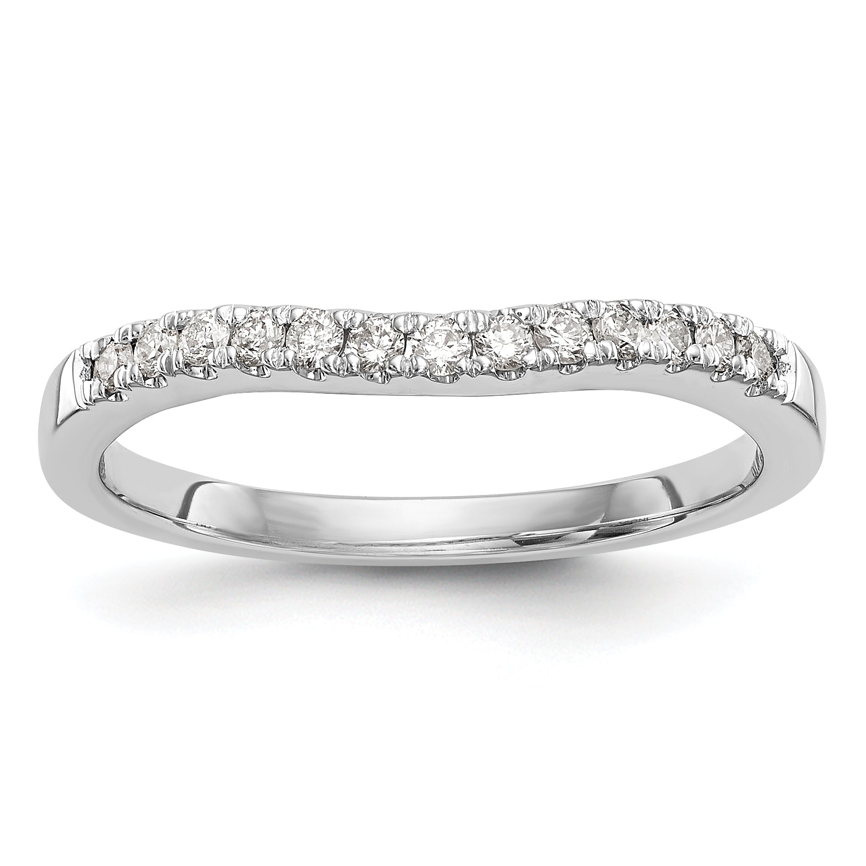 14K White Gold 1/3 carat Diamond Set of 2 Contoured Complete Wedding Bands Main image