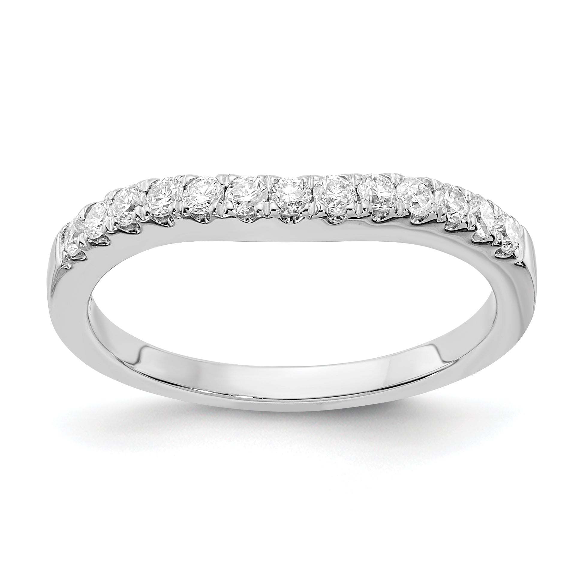 14K White Gold 5/8 carat Diamond Set of 2 Contoured Complete Wedding Bands Main image