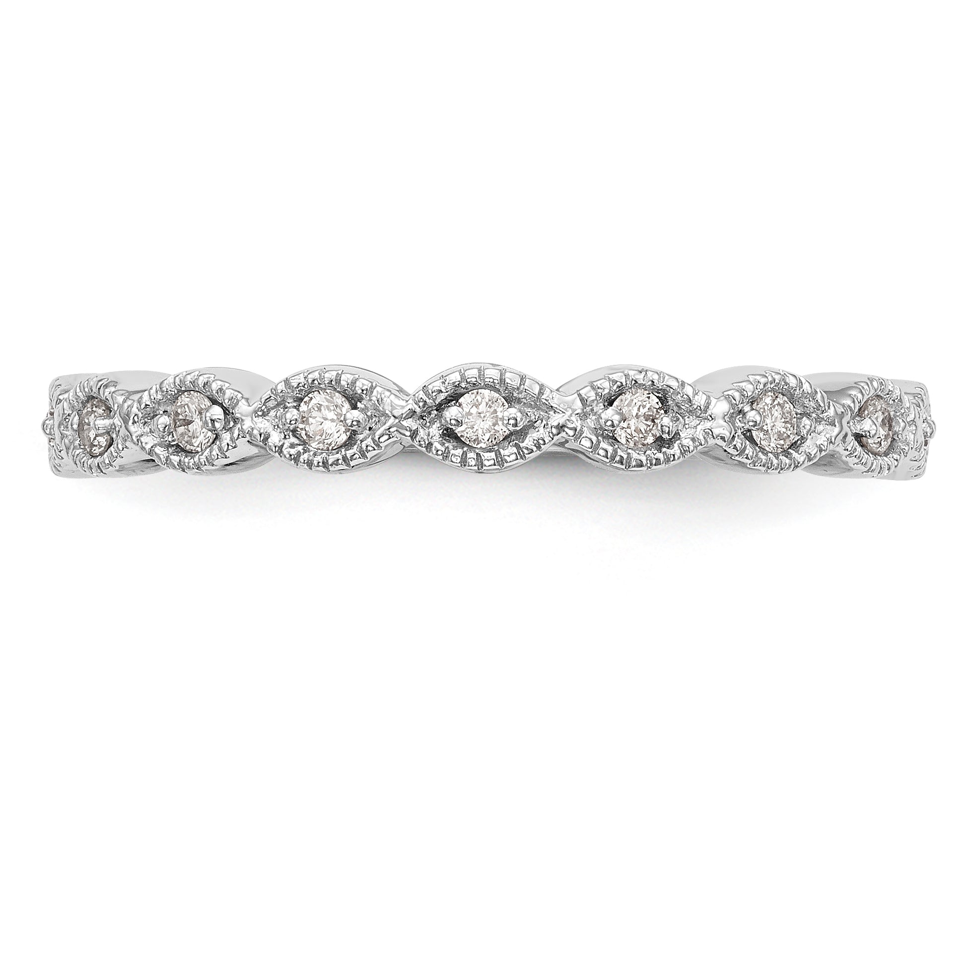 14K White Gold Diamond Band - 7