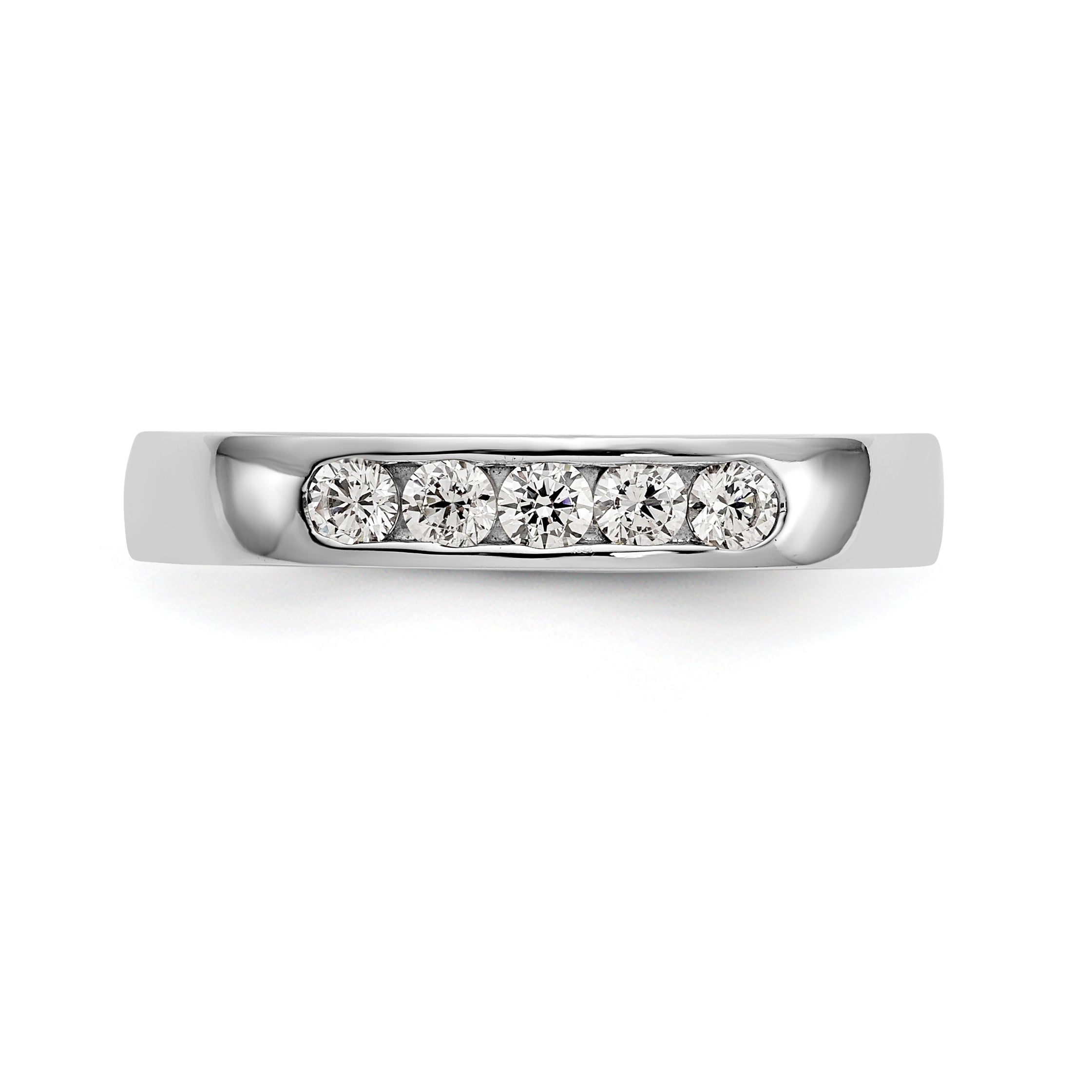 14K White Gold 5-Stone 1/4 carat Round Diamond Complete Channel Band - 6