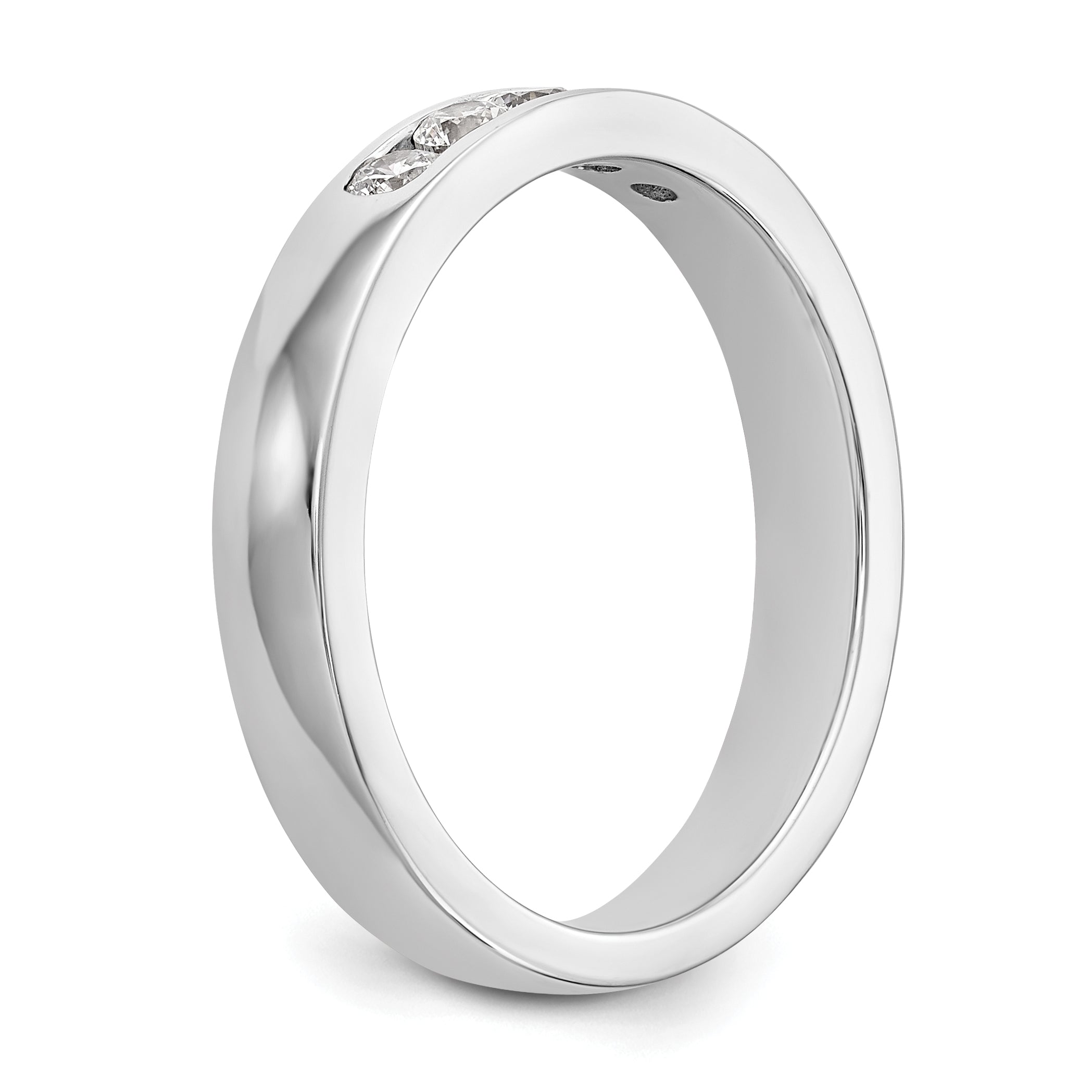 14K White Gold 5-Stone 1/4 carat Round Diamond Complete Channel Band
