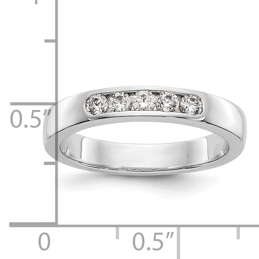 14K White Gold 5-Stone 1/4 carat Round Diamond Complete Channel Band