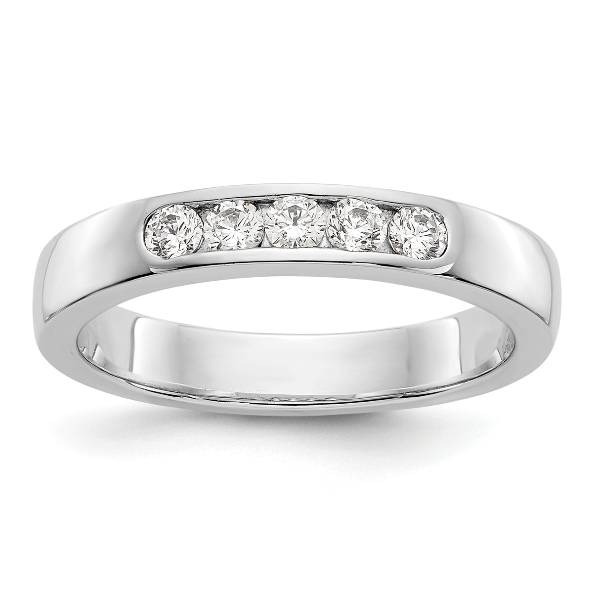 14K White Gold 5-Stone 1/4 carat Round Diamond Complete Channel Band - 6