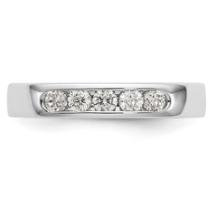 14K White Gold 5-Stone 1/3 carat Round Diamond Complete Channel Band - 6