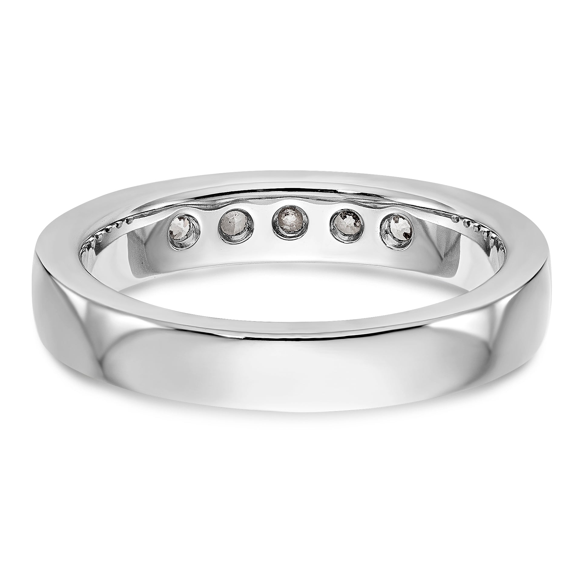 14K White Gold 5-Stone 1/3 carat Round Diamond Complete Channel Band - 6
