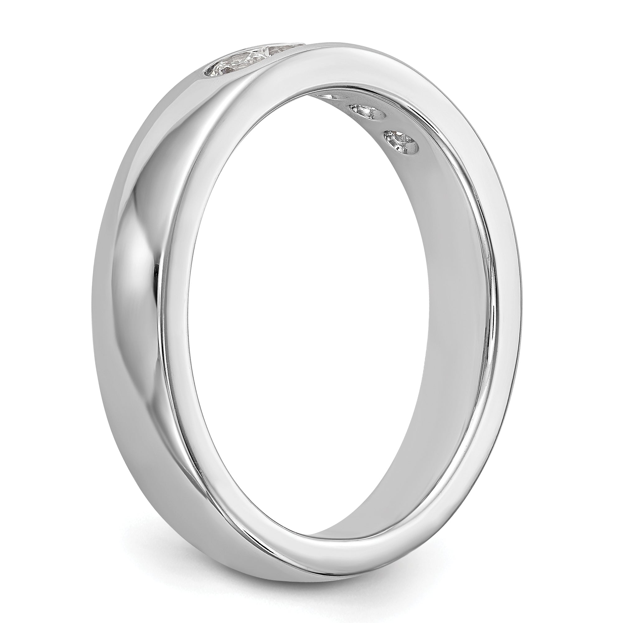 14K White Gold 5-Stone 1/3 carat Round Diamond Complete Channel Band