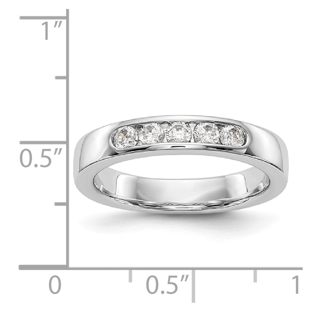 14K White Gold 5-Stone Diamond Channel Band