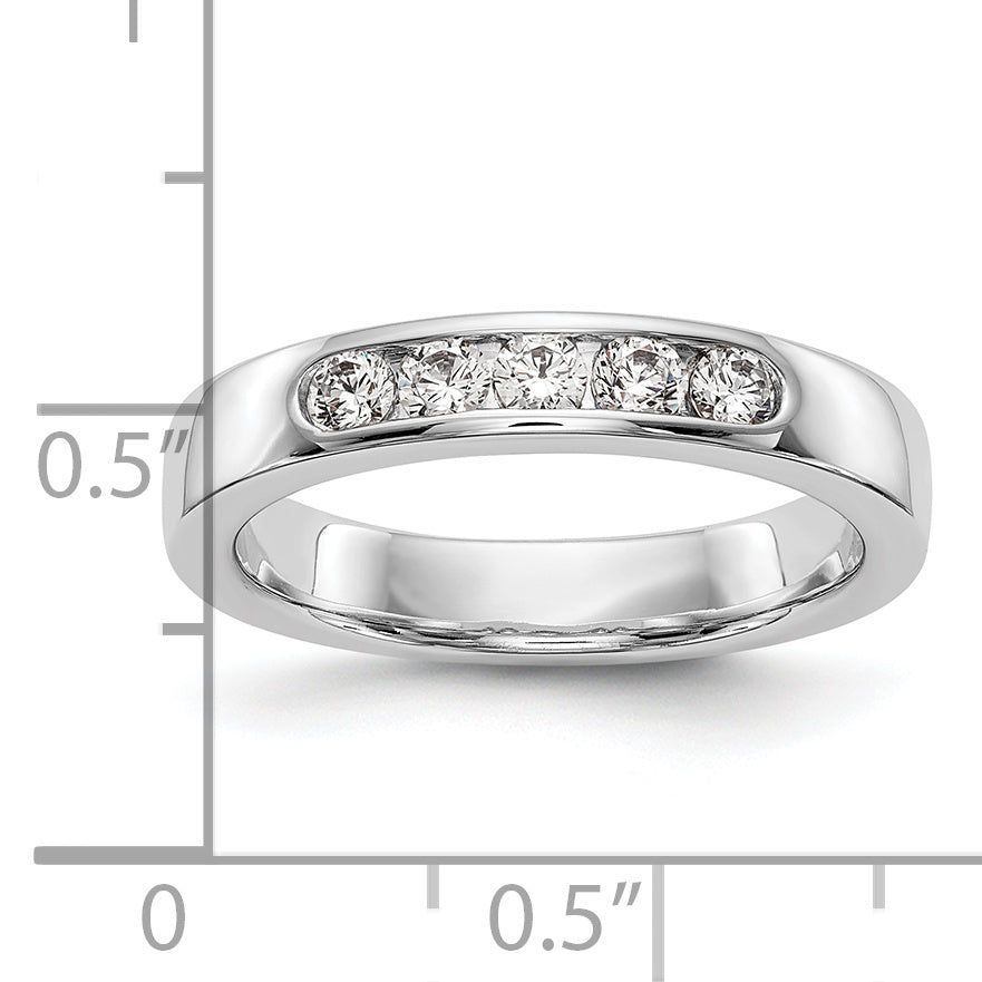 14K White Gold 5-Stone 1/3 carat Round Diamond Complete Channel Band