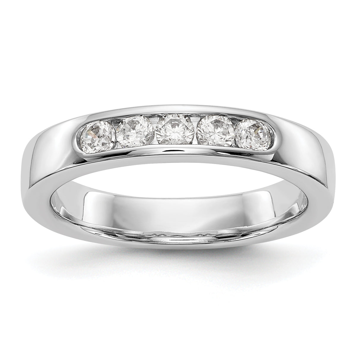 14K White Gold 5-Stone 1/3 carat Round Diamond Complete Channel Band - 6
