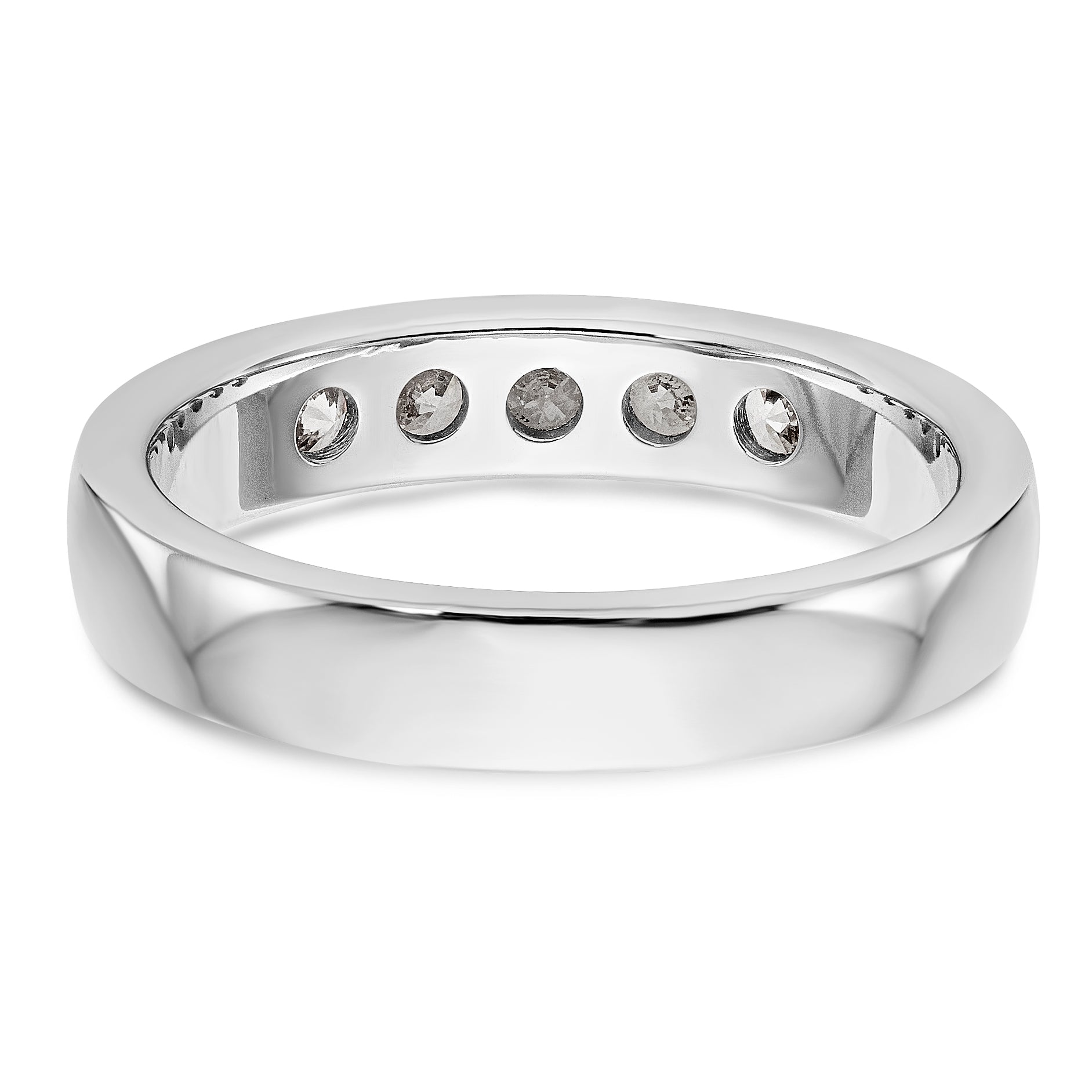 14K White Gold 5-Stone 1/2 carat Round Diamond Complete Channel Band
