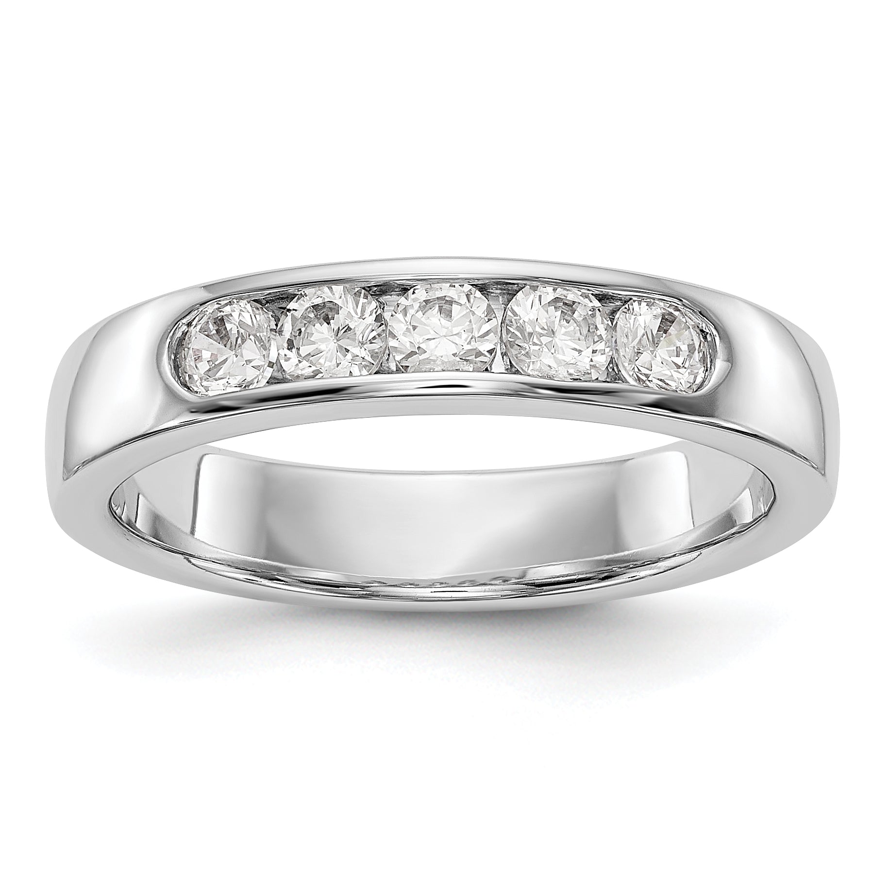 14K White Gold 5-Stone 1/2 carat Round Diamond Complete Channel Band Main image