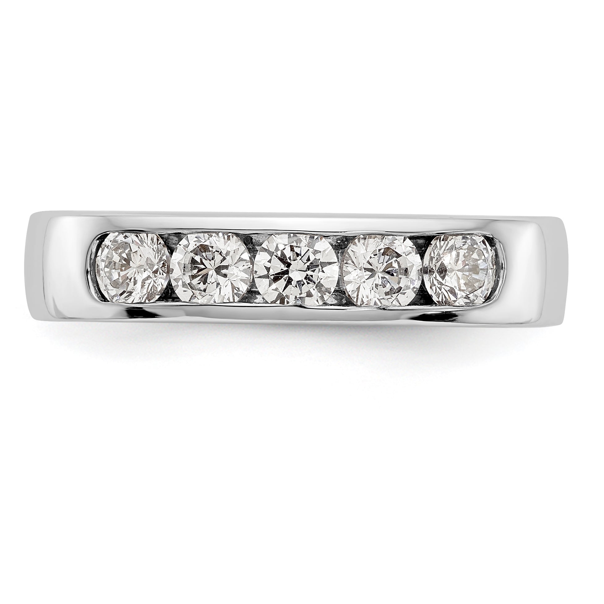 14K White Gold 5-Stone 3/4 carat Round Diamond Complete Channel Band - 6