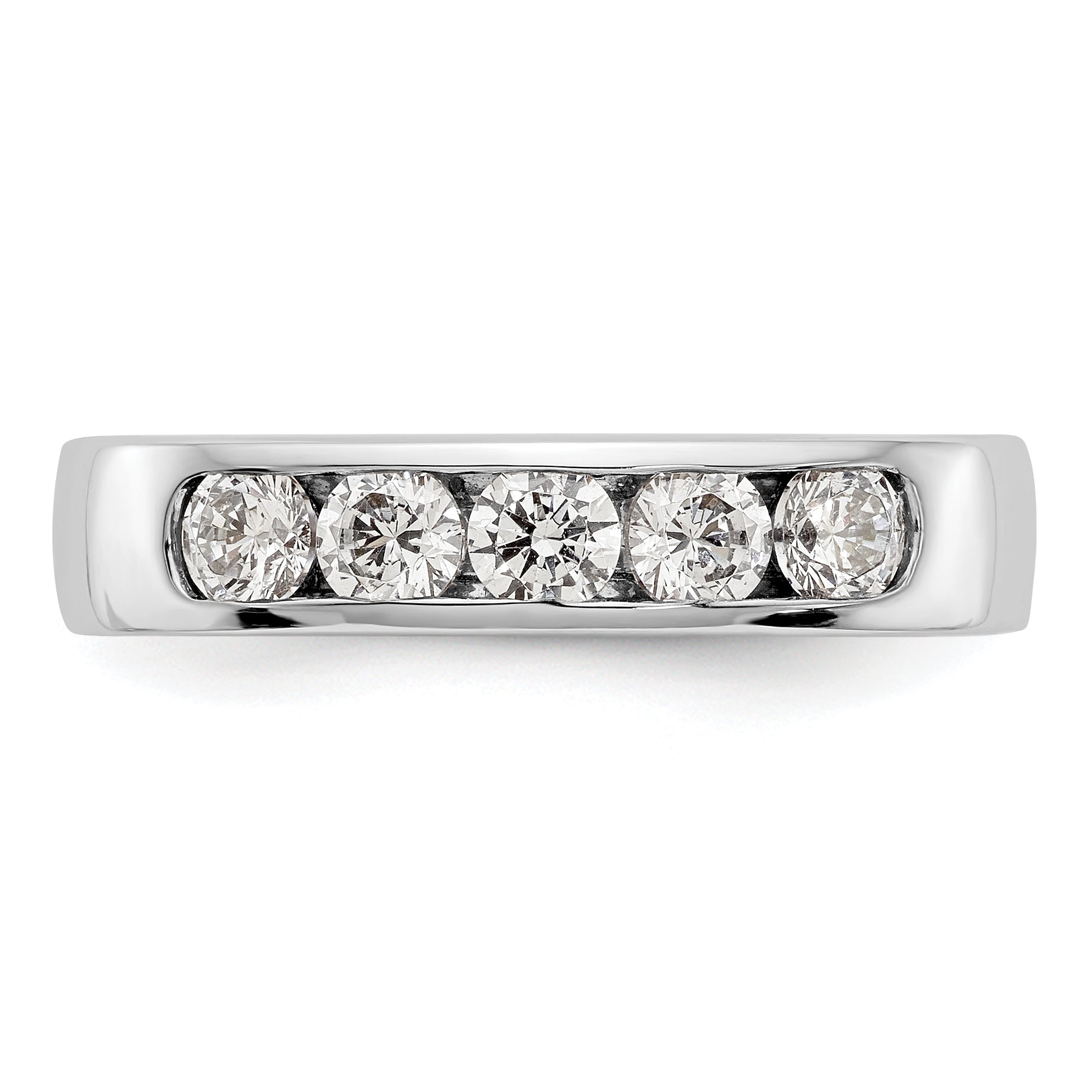 14K White Gold 5-Stone 3/4 carat Round Diamond Complete Channel Band