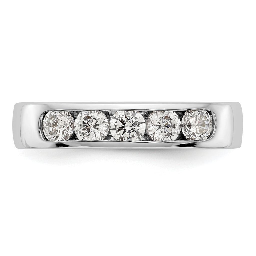 14K White Gold 5-Stone 3/4 carat Round Diamond Complete Channel Band