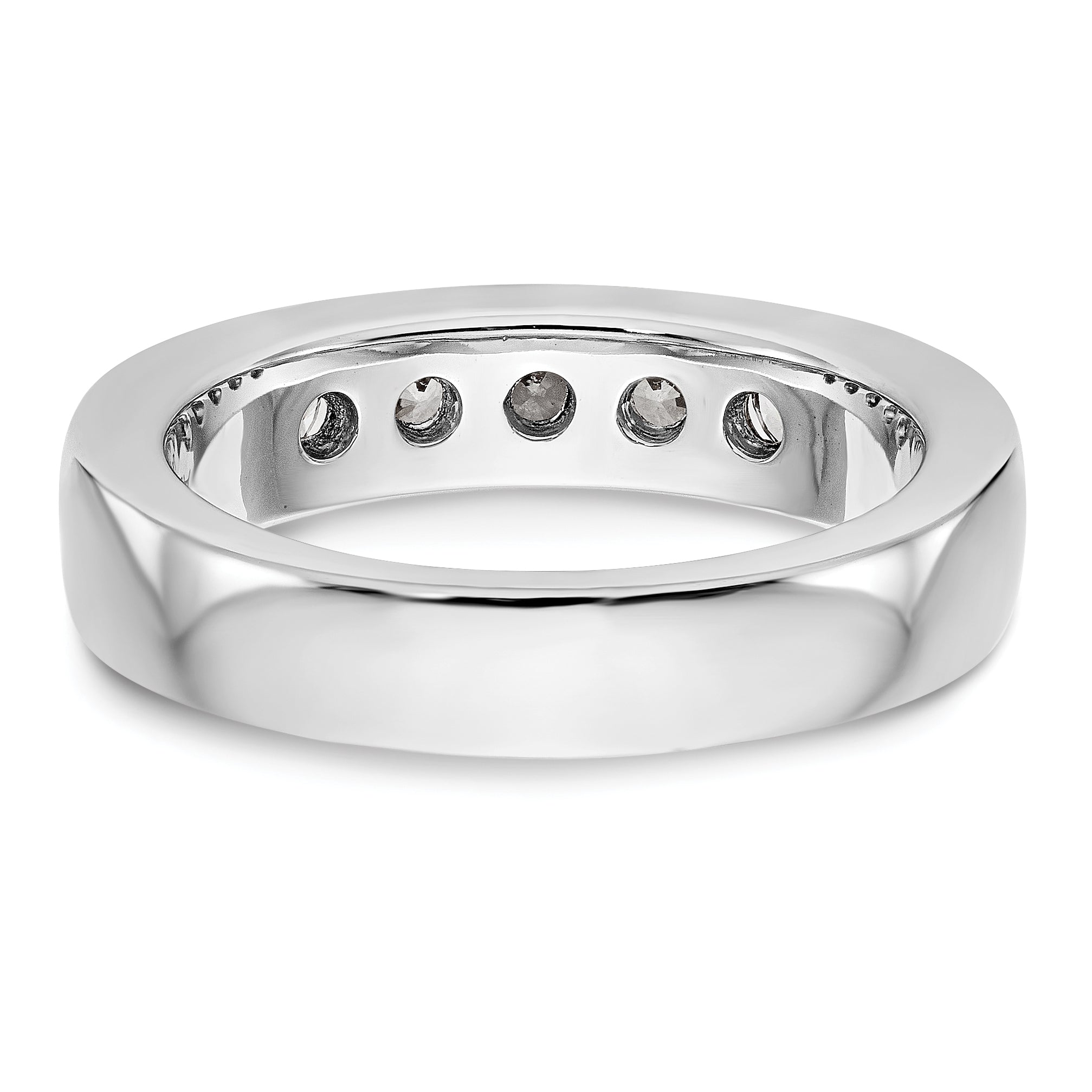 14K White Gold 5-Stone 3/4 carat Round Diamond Complete Channel Band