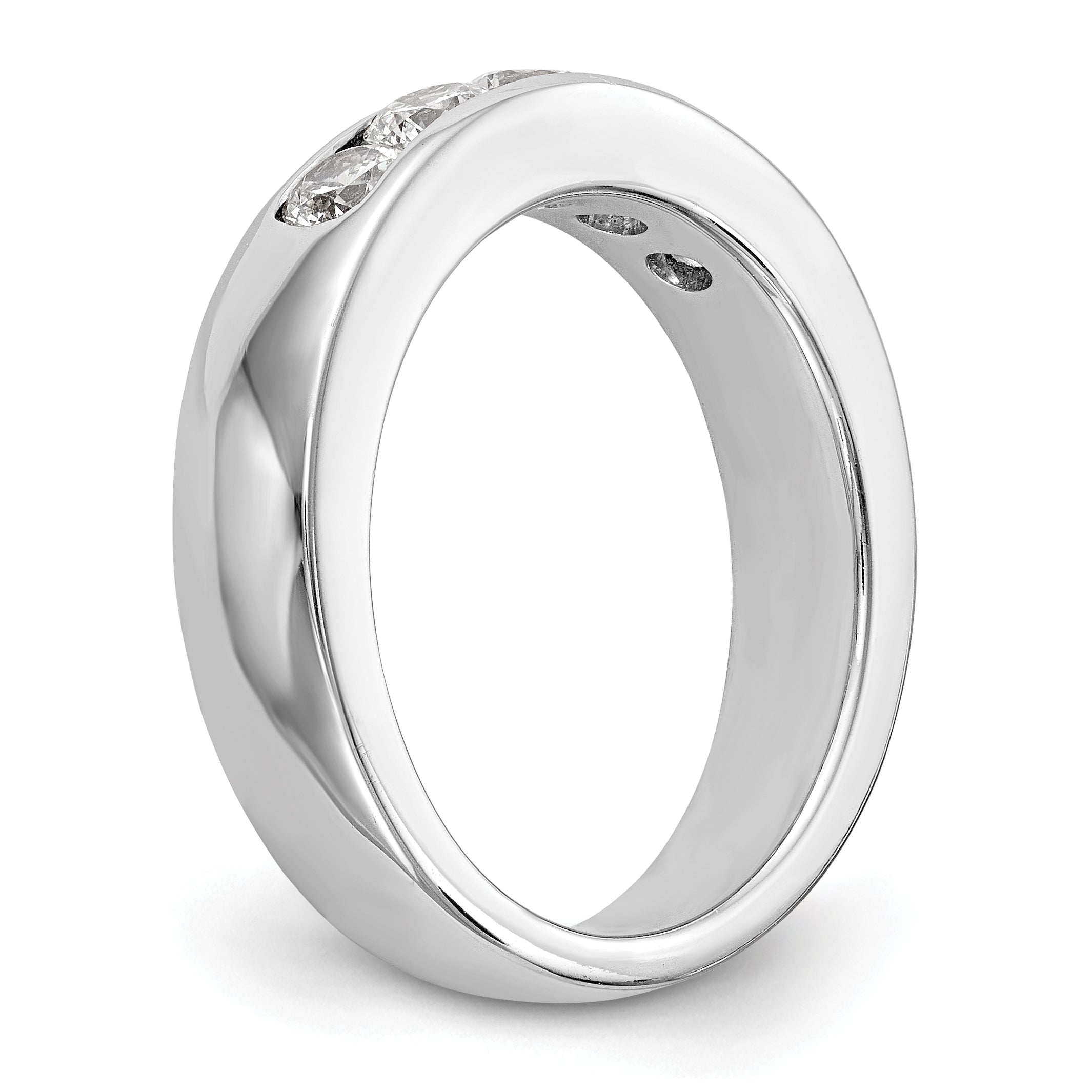 14K White Gold 5-Stone 3/4 carat Round Diamond Complete Channel Band