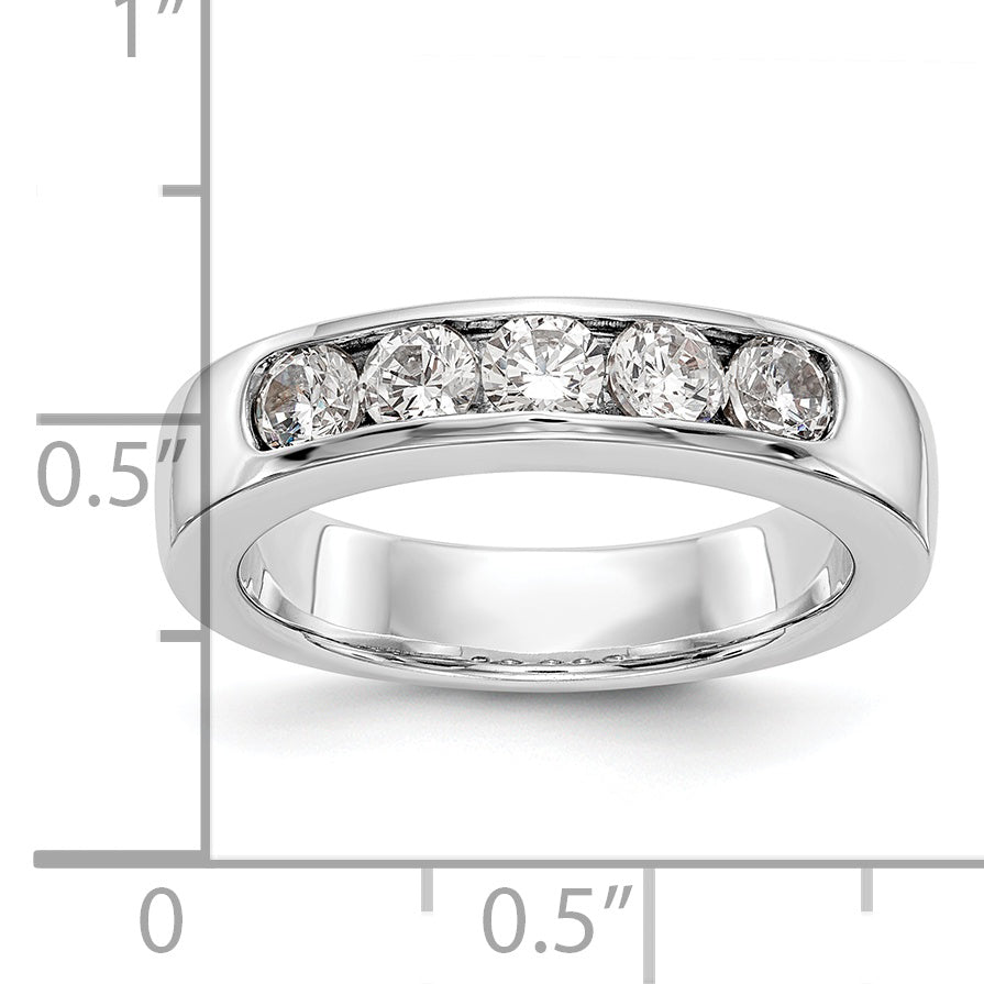 14K White Gold 5-Stone 3/4 carat Round Diamond Complete Channel Band