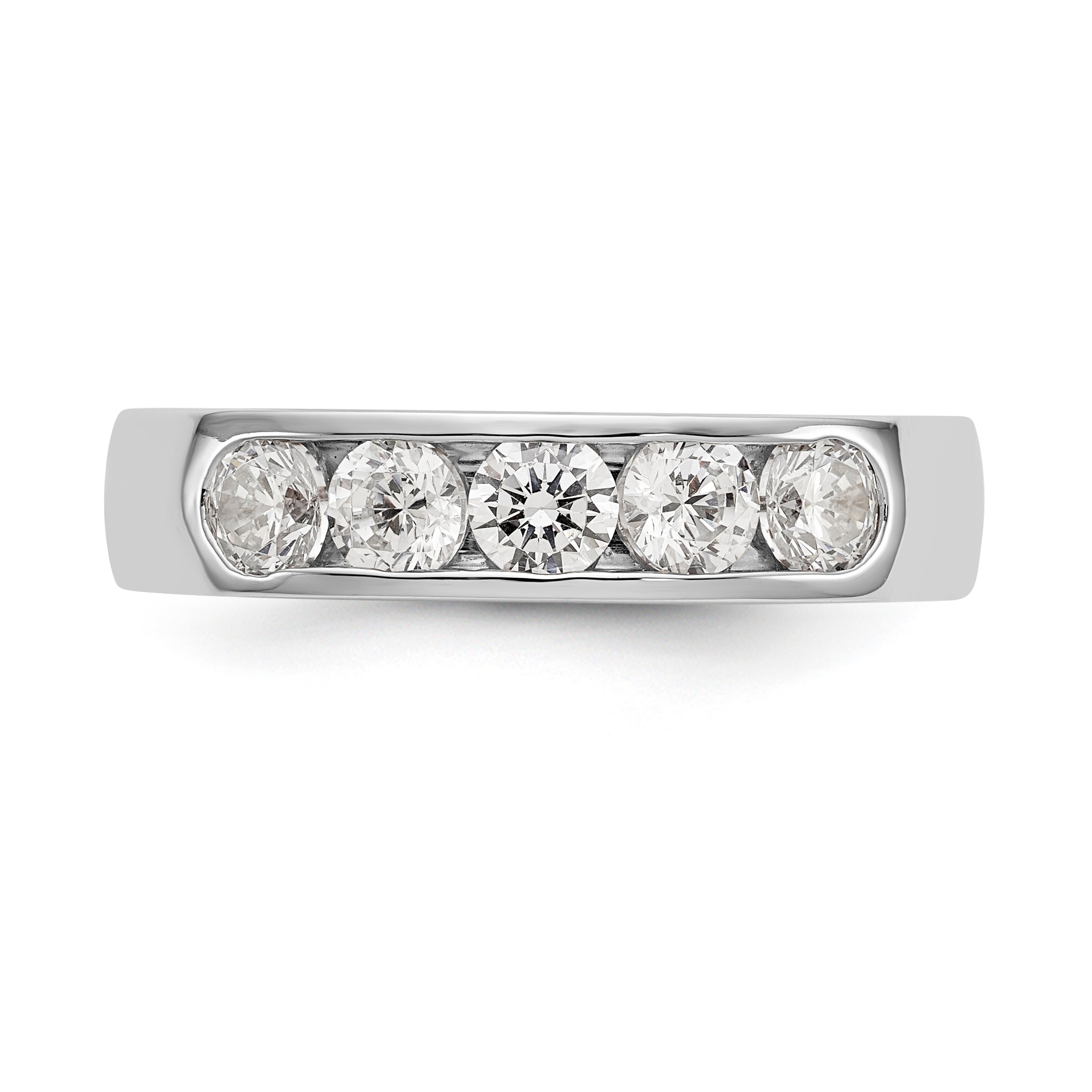 14K White Gold 5-Stone 1 carat Round Diamond Complete Channel Band - 6