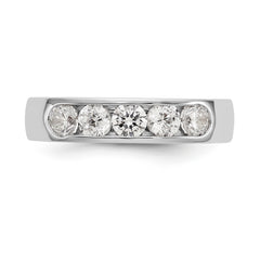 14K White Gold 5-Stone 1 carat Round Diamond Complete Channel Band - 6