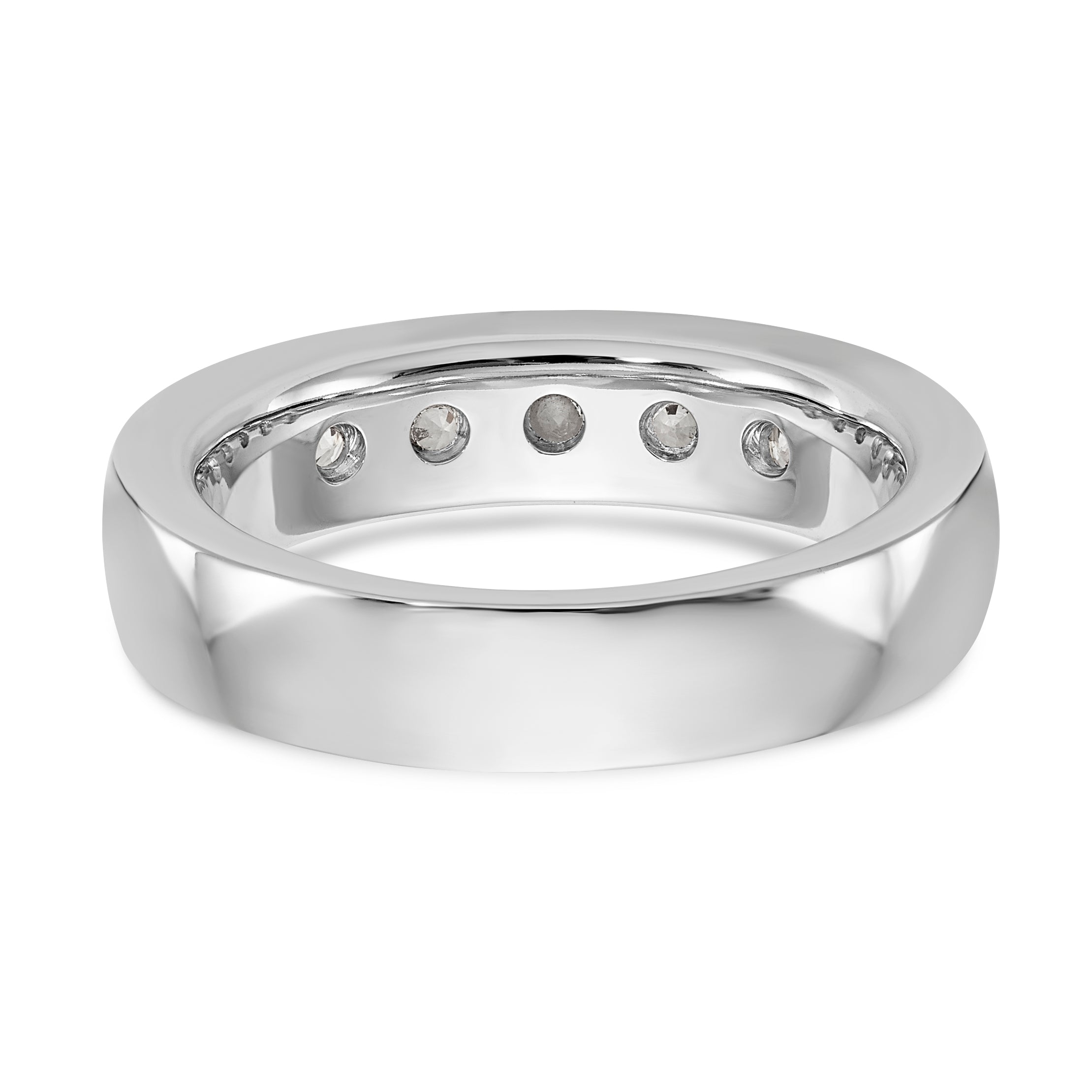 14K White Gold 5-Stone 1 carat Round Diamond Complete Channel Band - 6