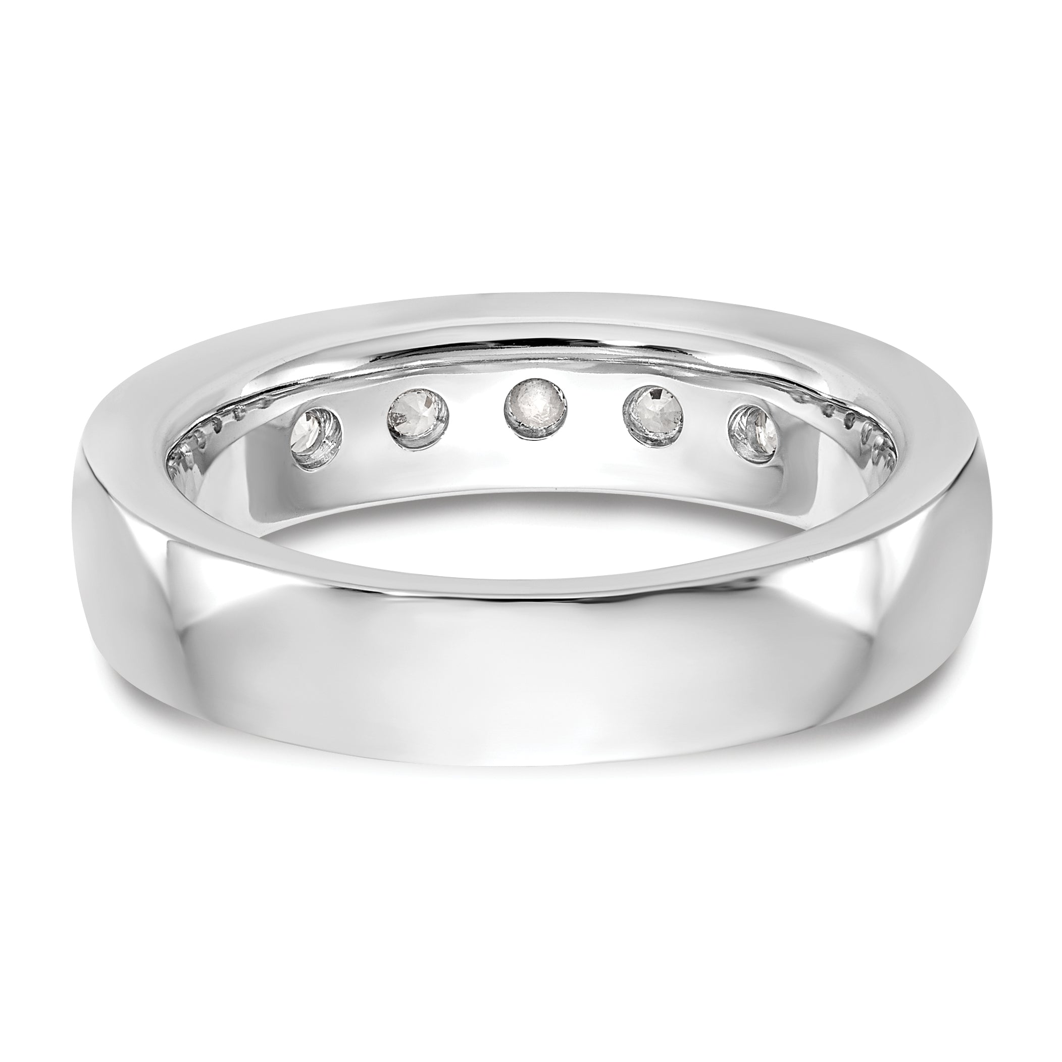 14K White Gold 5-Stone 1 carat Round Diamond Complete Channel Band
