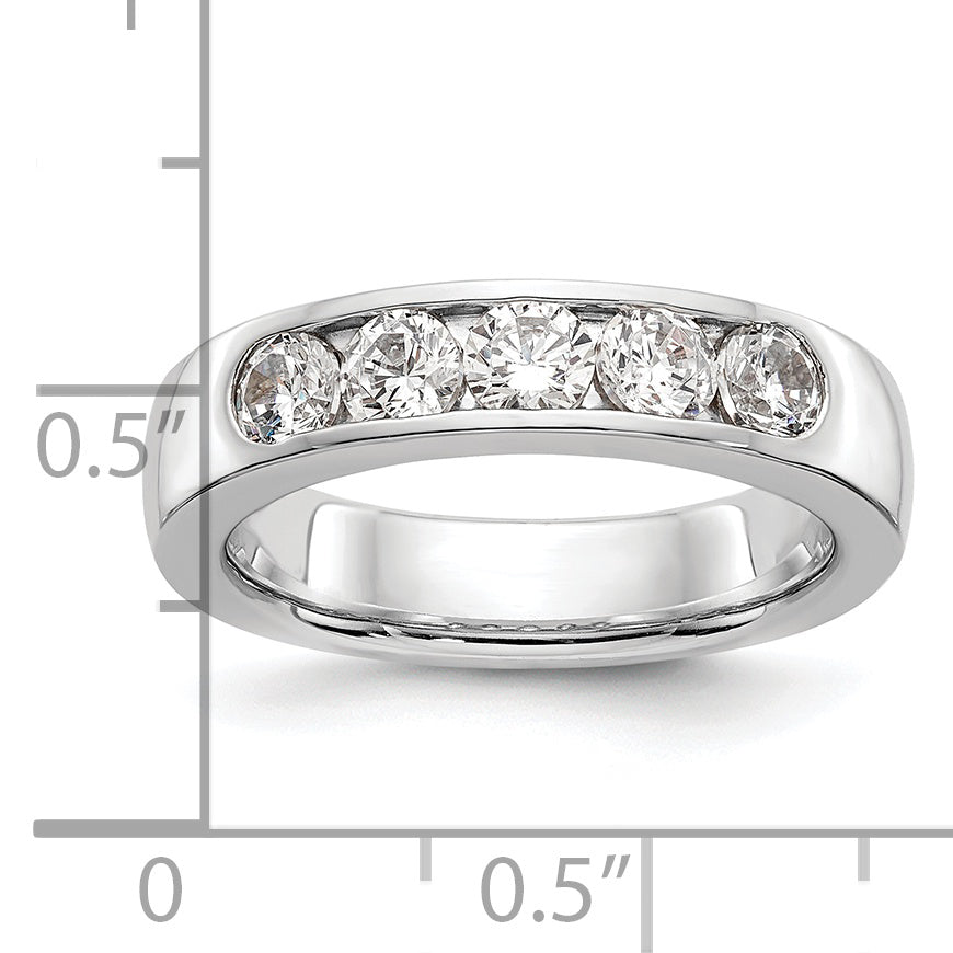 14K White Gold 5-Stone 1 carat Round Diamond Complete Channel Band