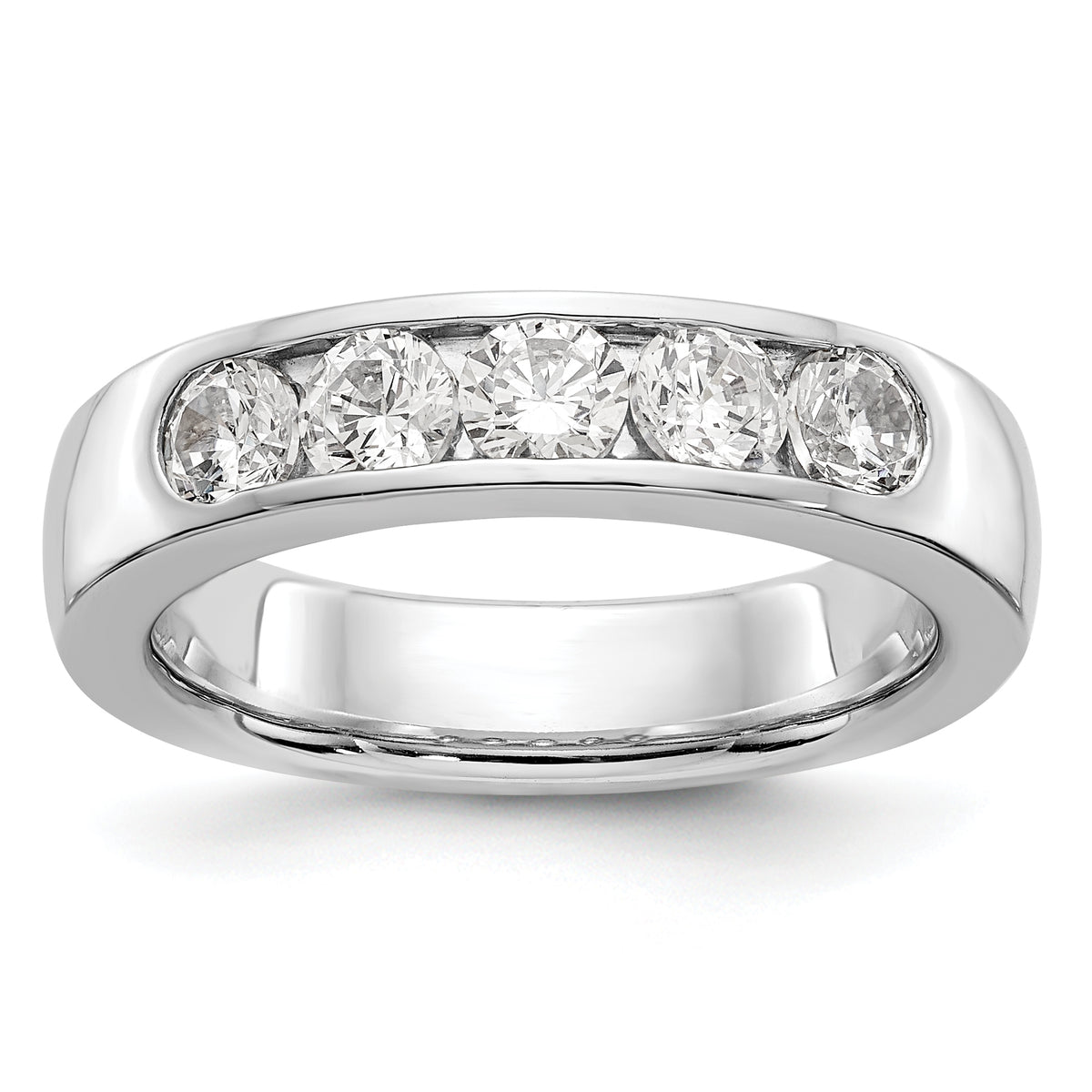14K White Gold 5-Stone 1 carat Round Diamond Complete Channel Band - 6
