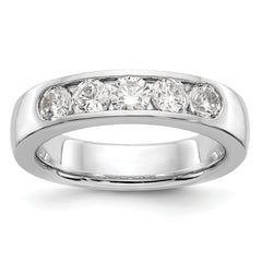 14K White Gold 5-Stone 1 carat Round Diamond Complete Channel Band - 6