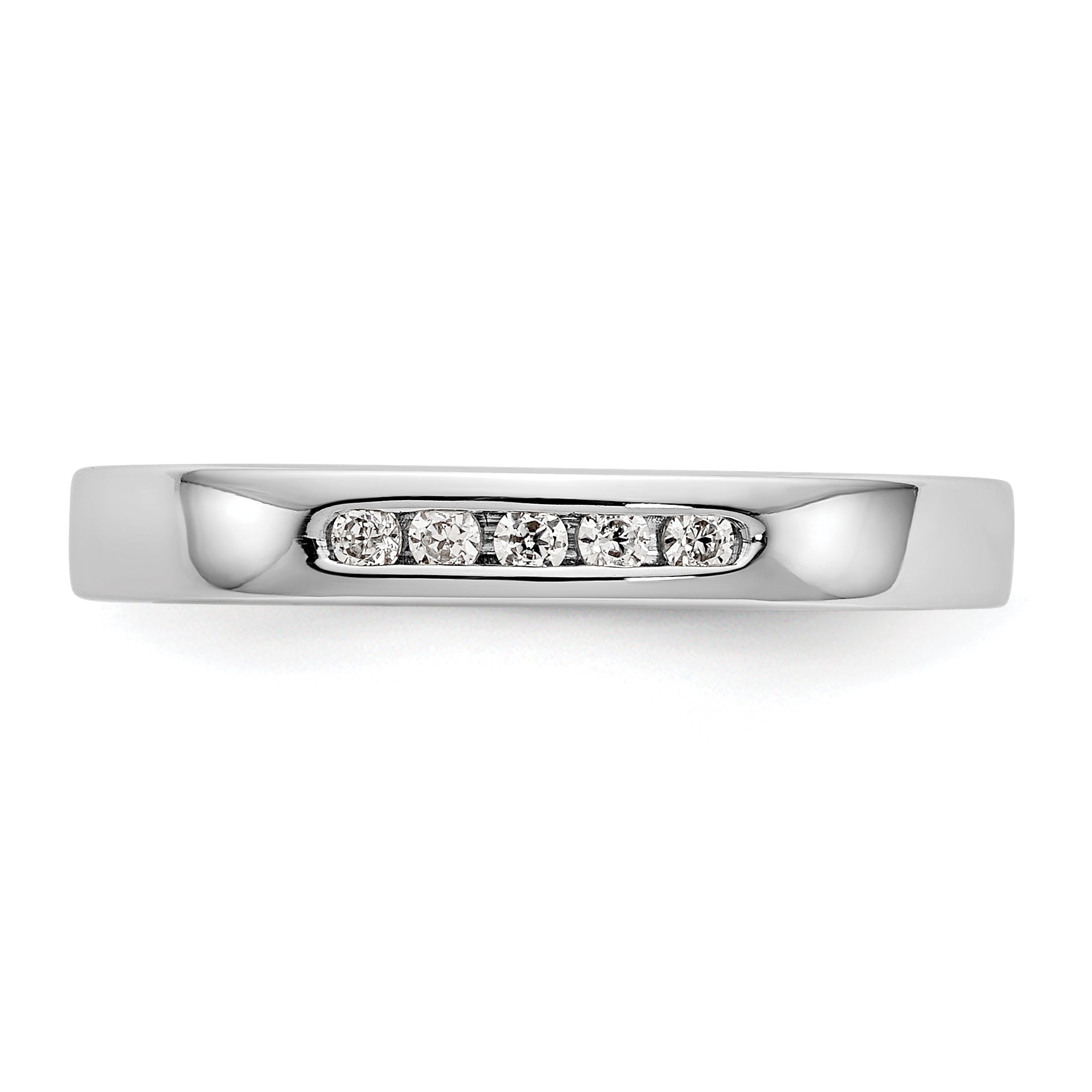 14K White Gold 5-Stone 1/10 carat Round Diamond Complete Channel Band - 6