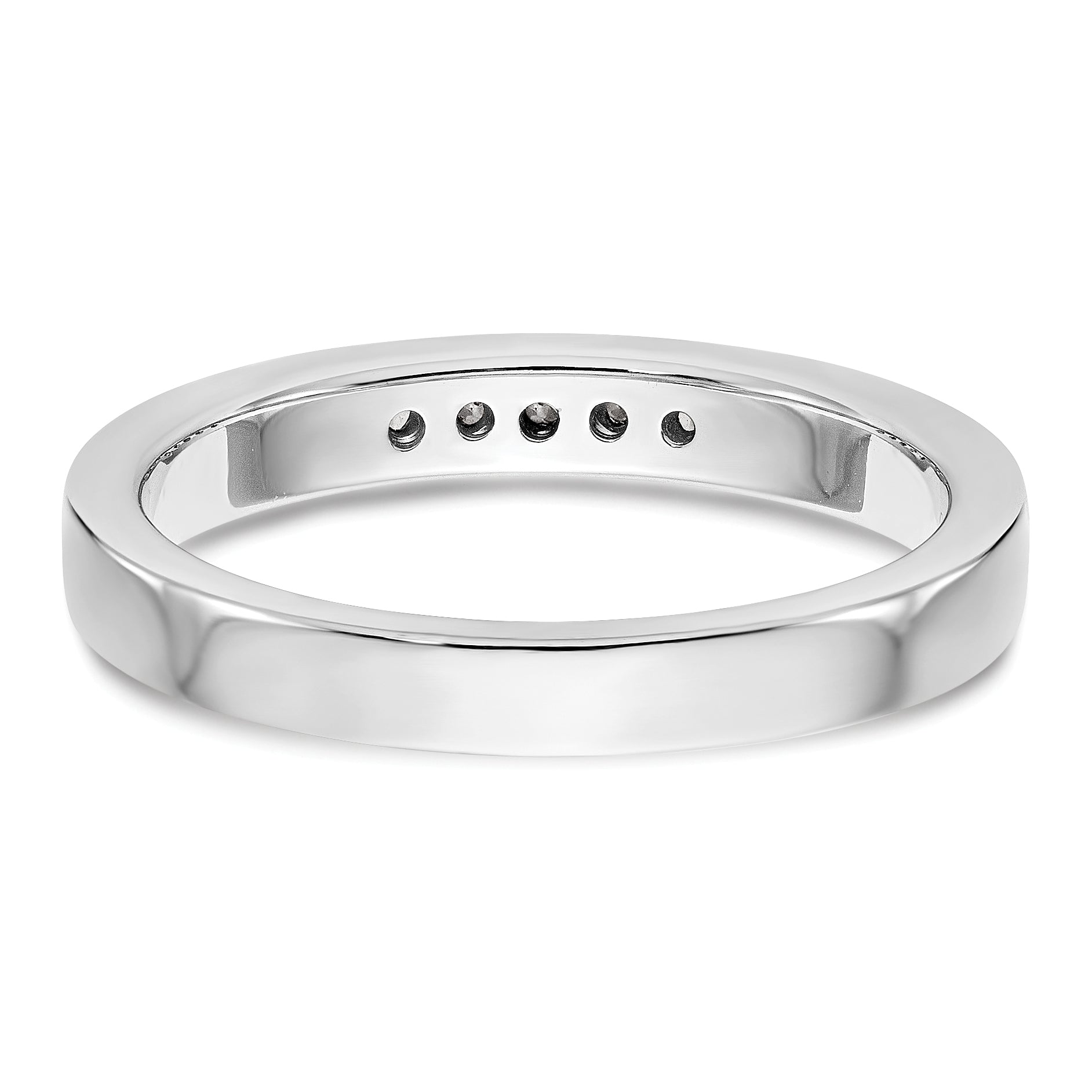 14K White Gold 5-Stone 1/10 carat Round Diamond Complete Channel Band - 6