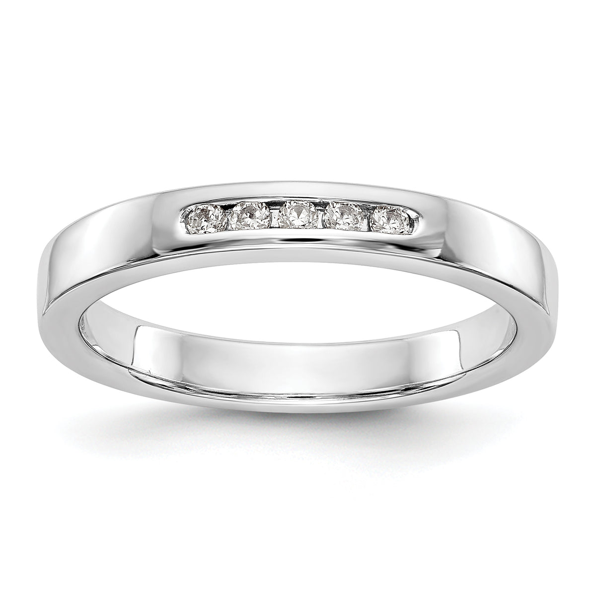 14K White Gold 5-Stone 1/10 carat Round Diamond Complete Channel Band - 6
