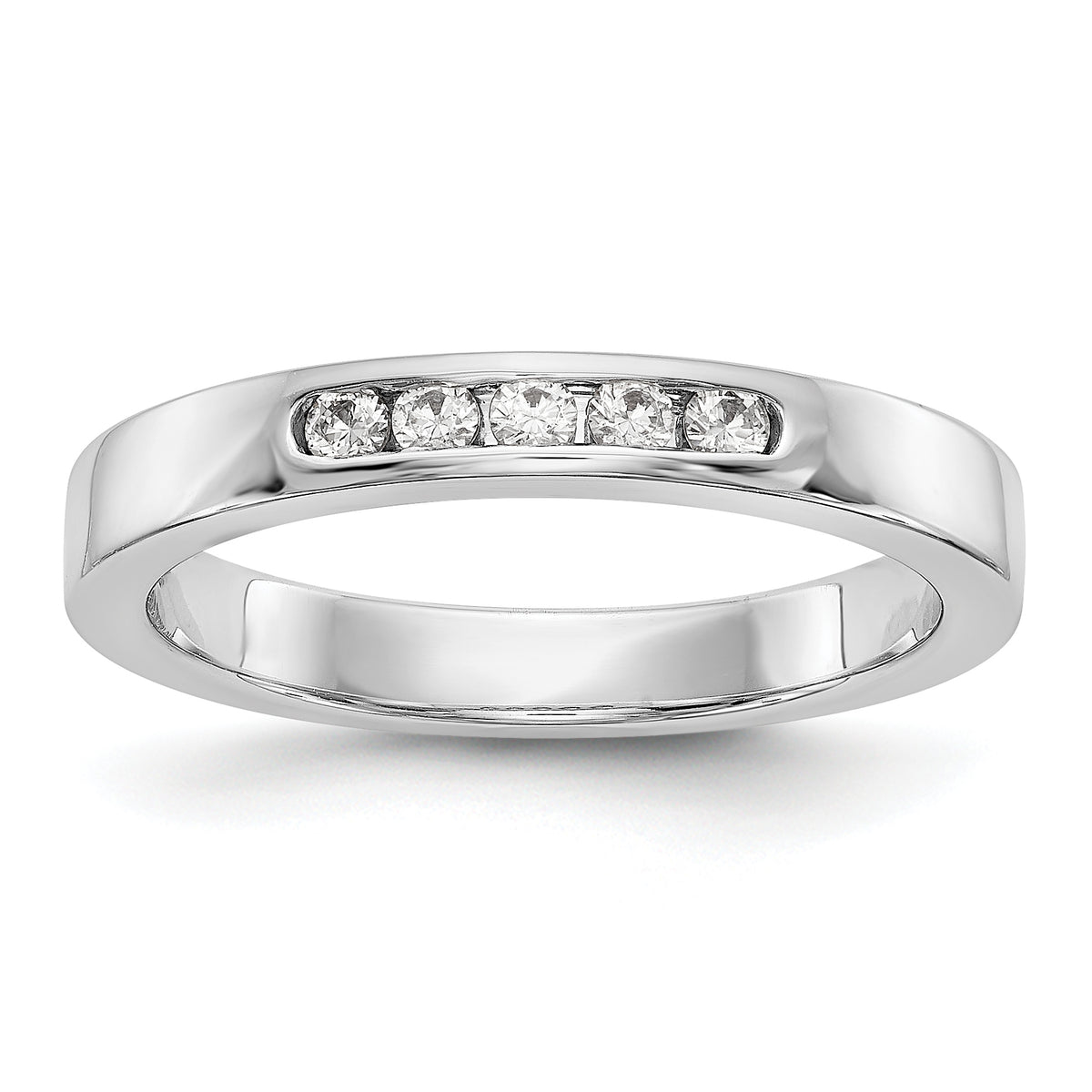 14K White Gold 5-Stone 1/6 carat Round Diamond Complete Channel Band - 6