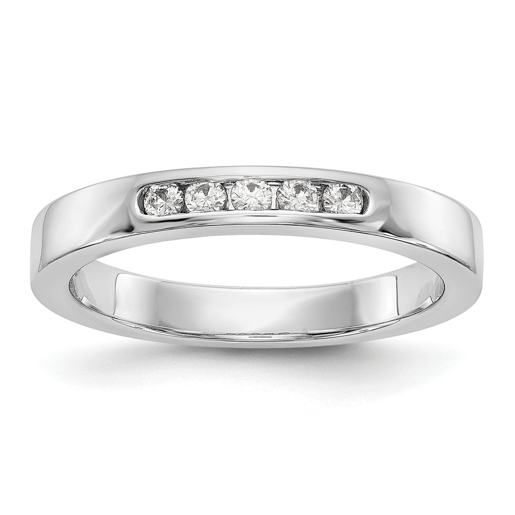 14K White Gold 5-Stone 1/6 carat Round Diamond Complete Channel Band