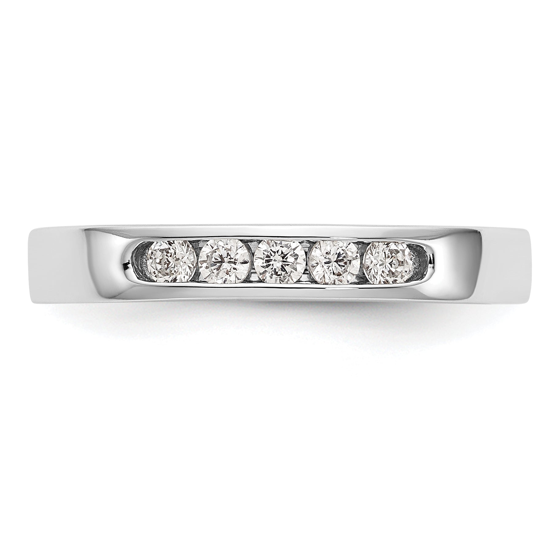 14K White Gold 5-Stone 1/5 carat Round Diamond Complete Channel Band - 6